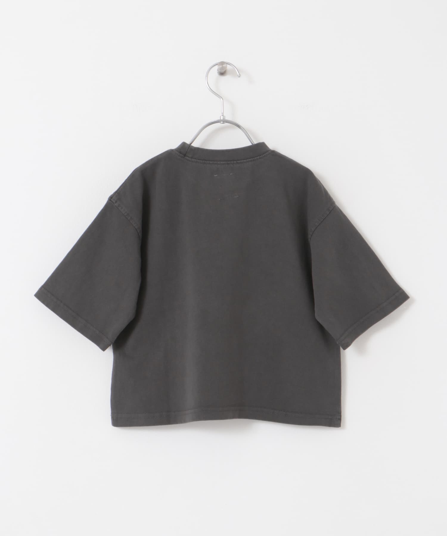 製品染めフロッキープリントロゴTシャツ(KIDS) CHARCOAL 105