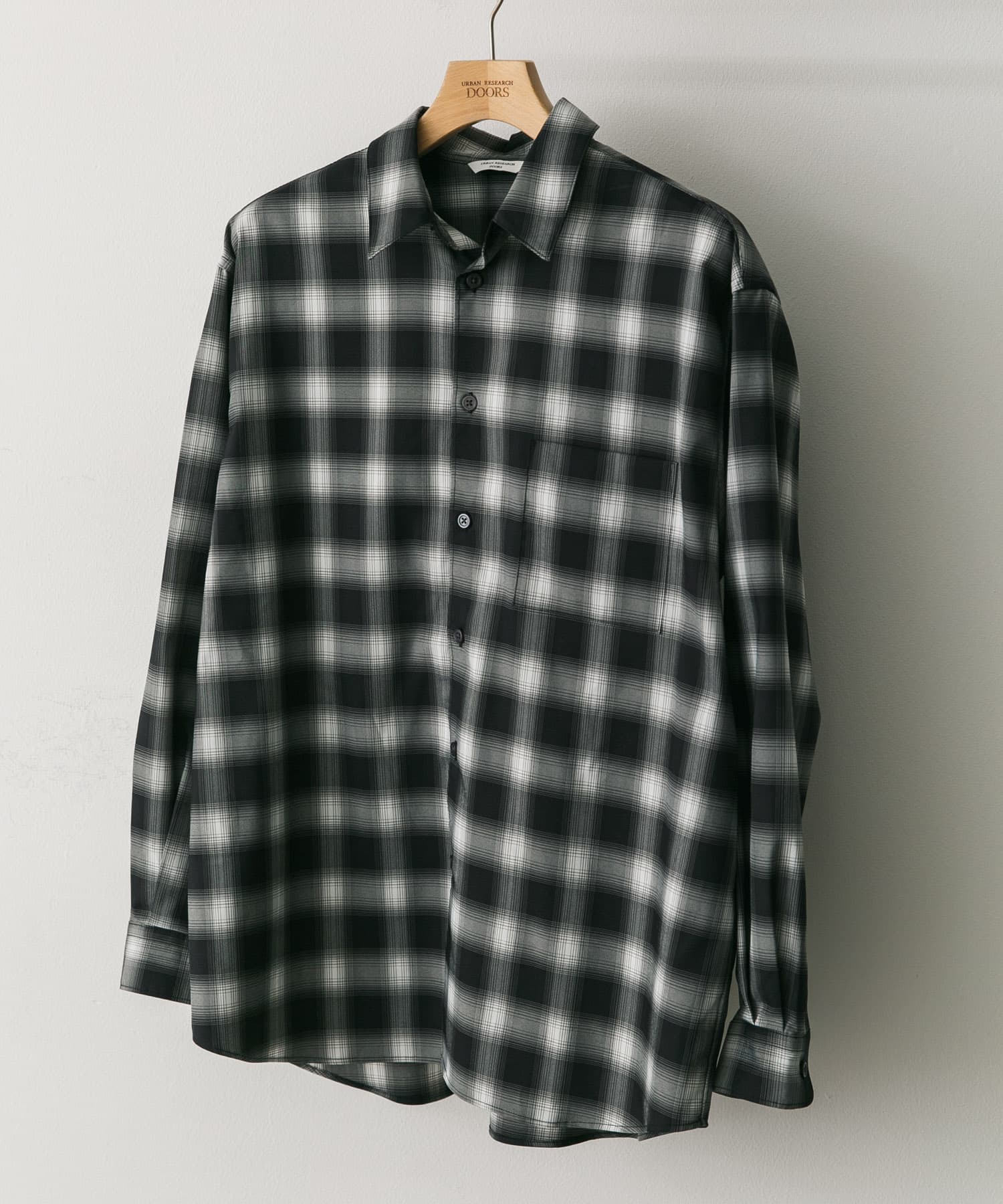 『吸水速乾』セオアルファオンブレチェックシャツ BLACK M