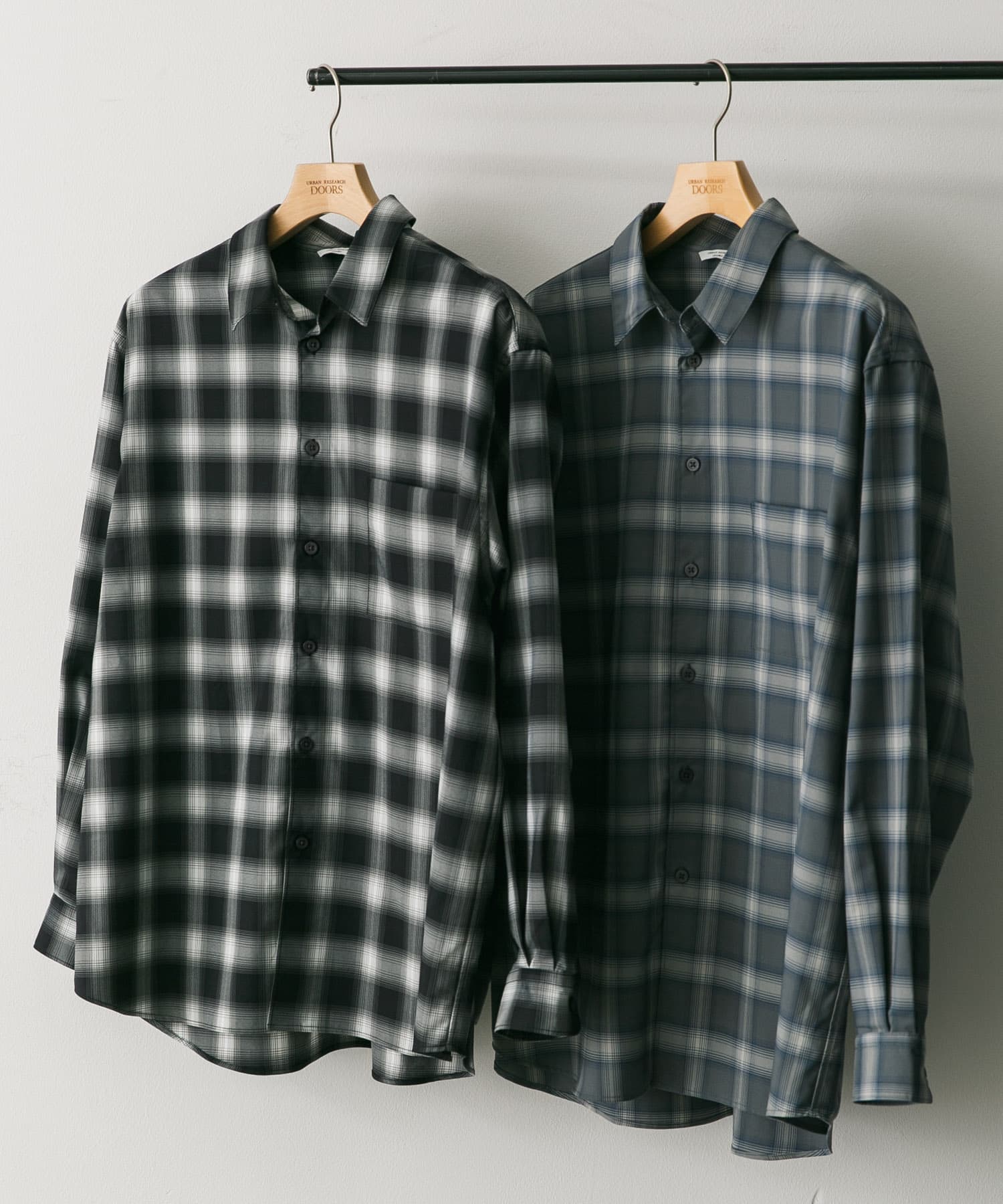 『吸水速乾』セオアルファオンブレチェックシャツ BLACK M