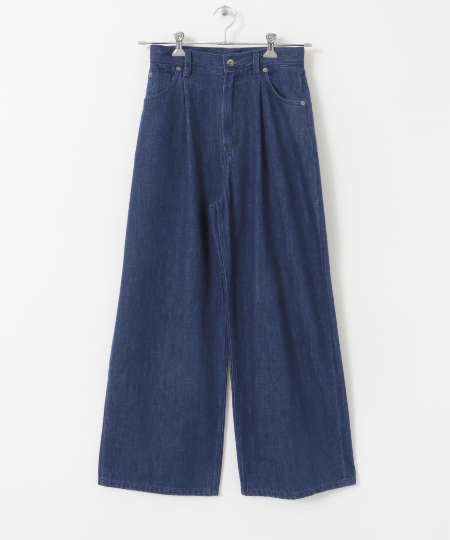 Denim Tuck Wide Pants INDIGO S