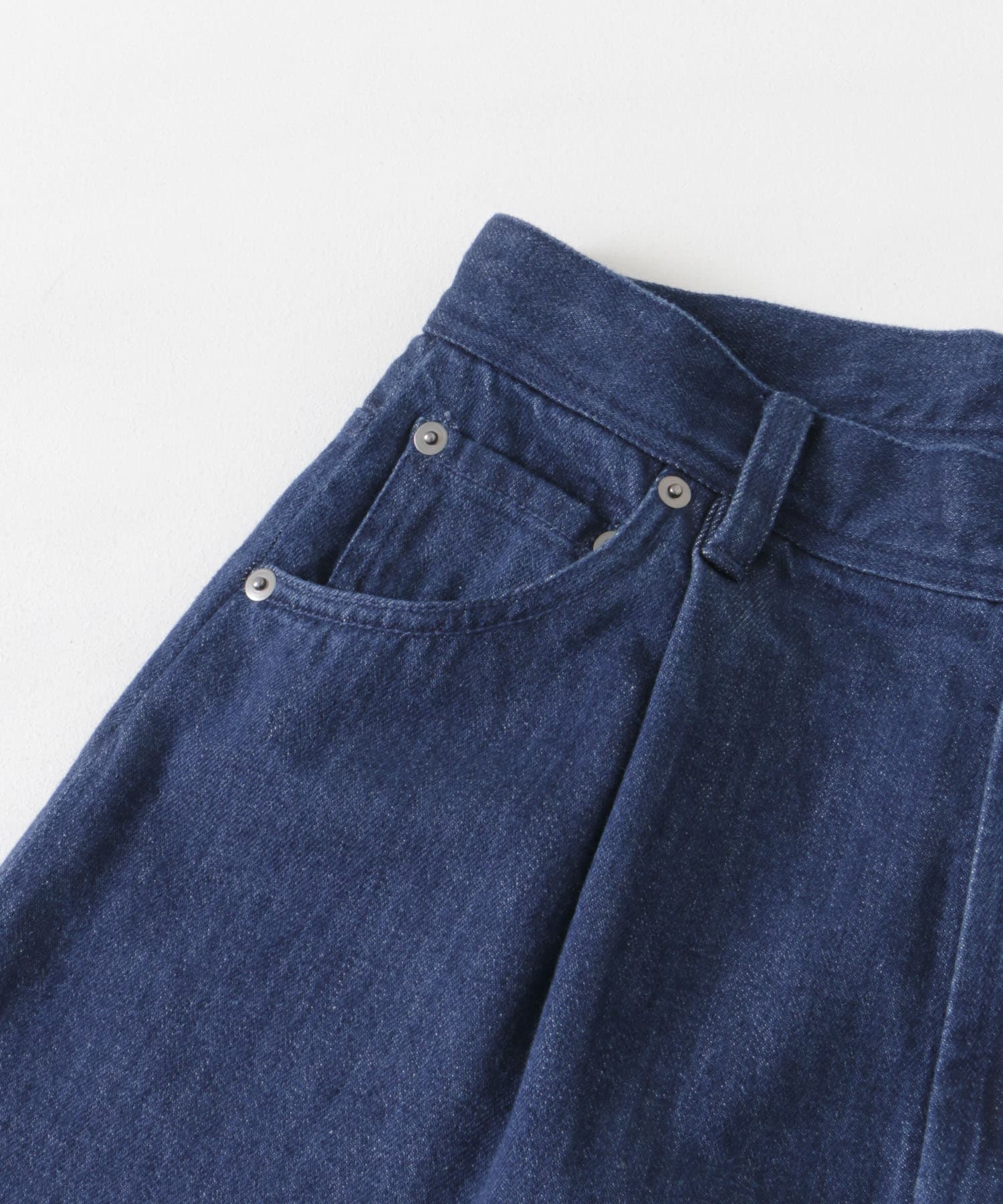 Denim Tuck Wide Pants INDIGO S