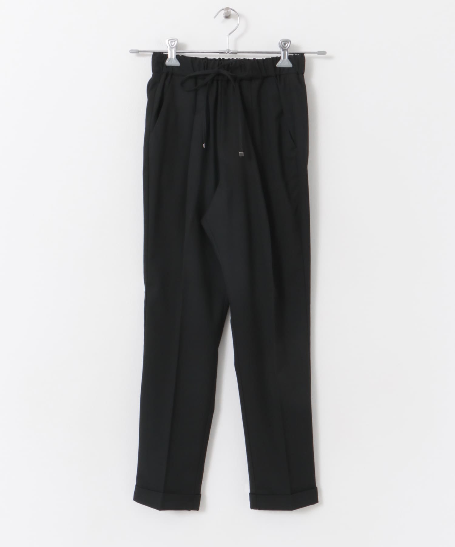 ツイルストレッチテーパードイージーパンツ BLACK XS
