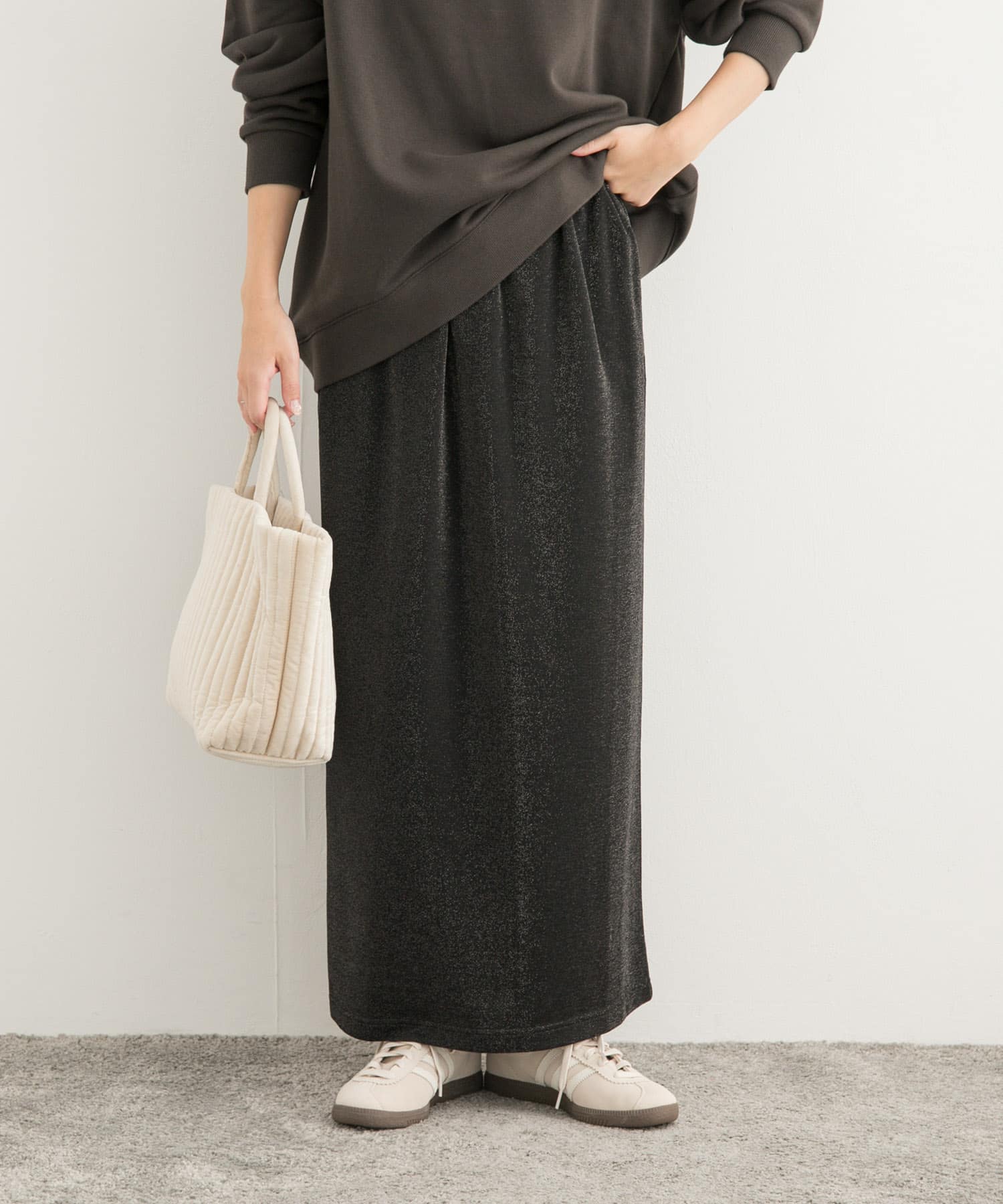 ラメカットストレートスカート