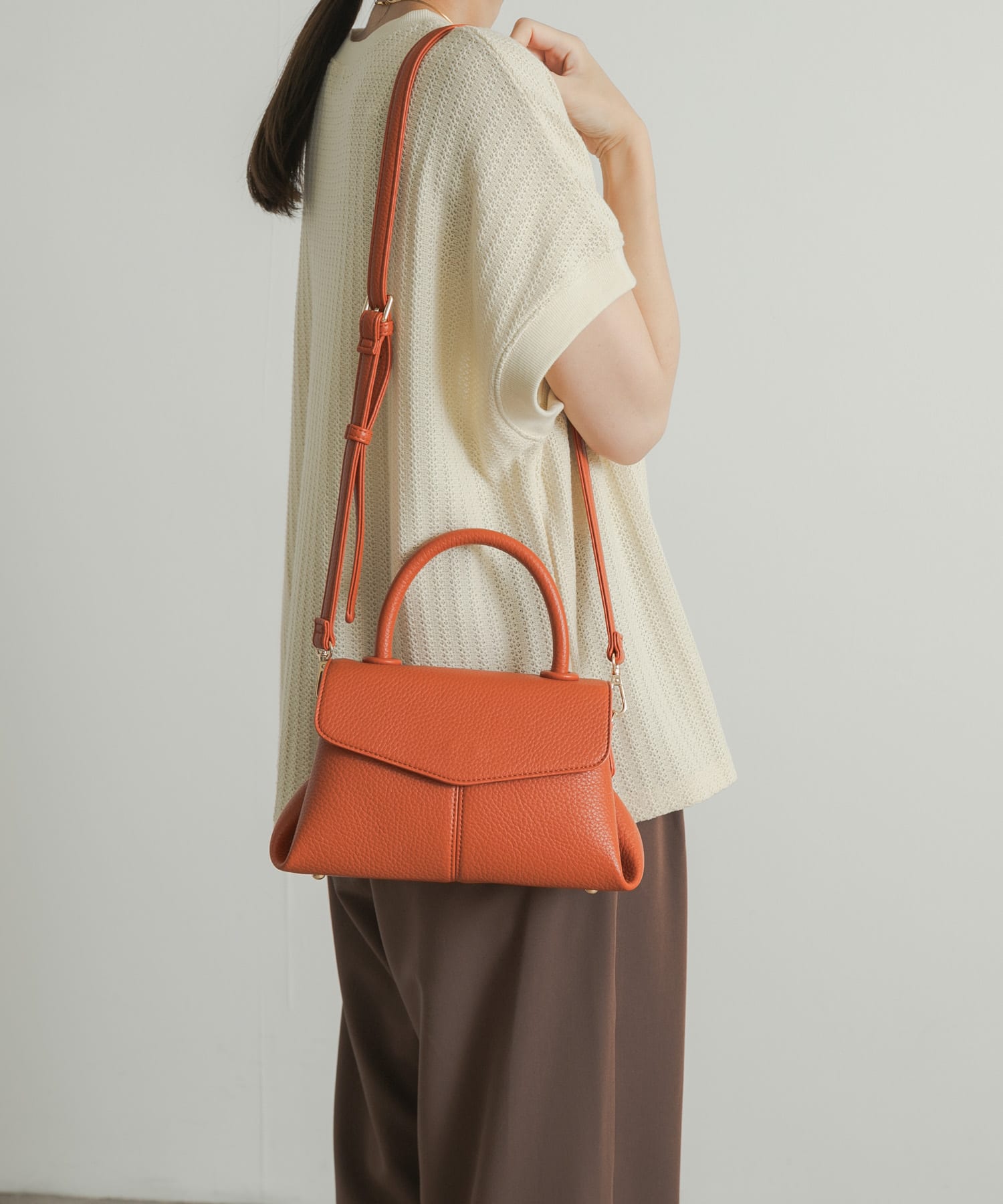 センターステッチミニバッグ ORANGE one
