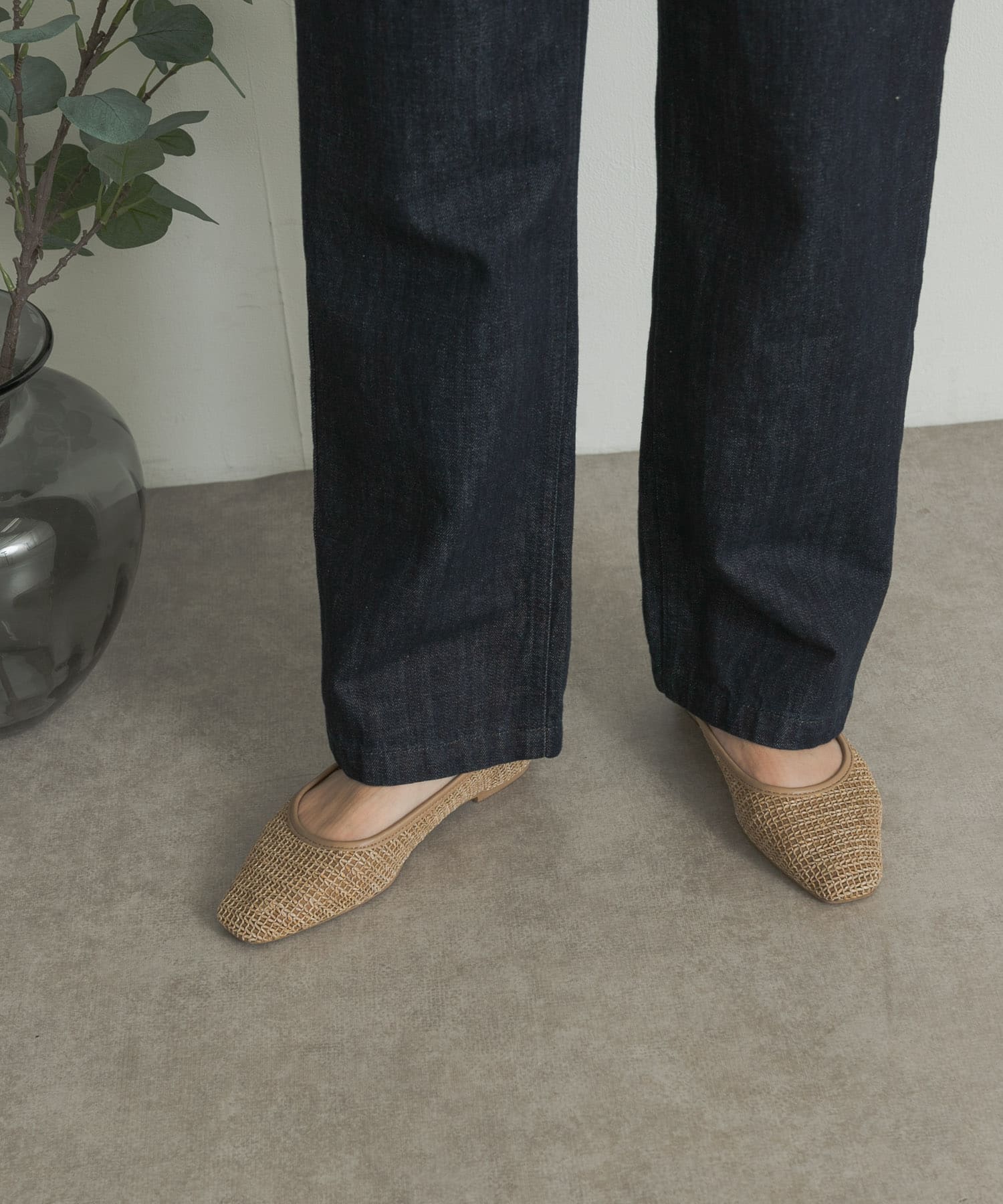 メッシュフラットパンプス BEIGE 36