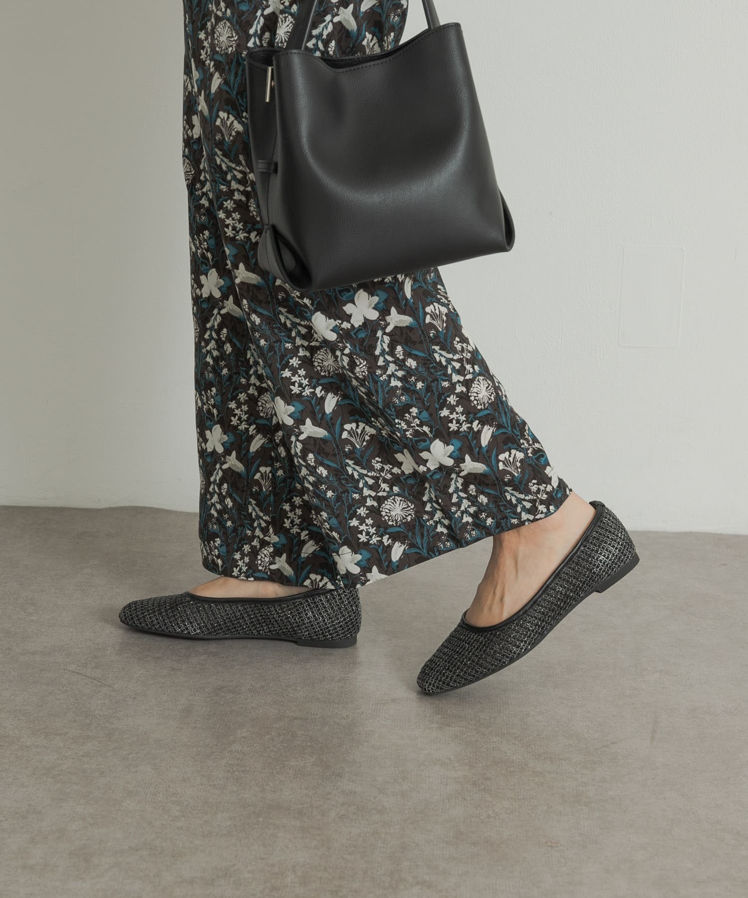 メッシュフラットパンプス BLACK 36