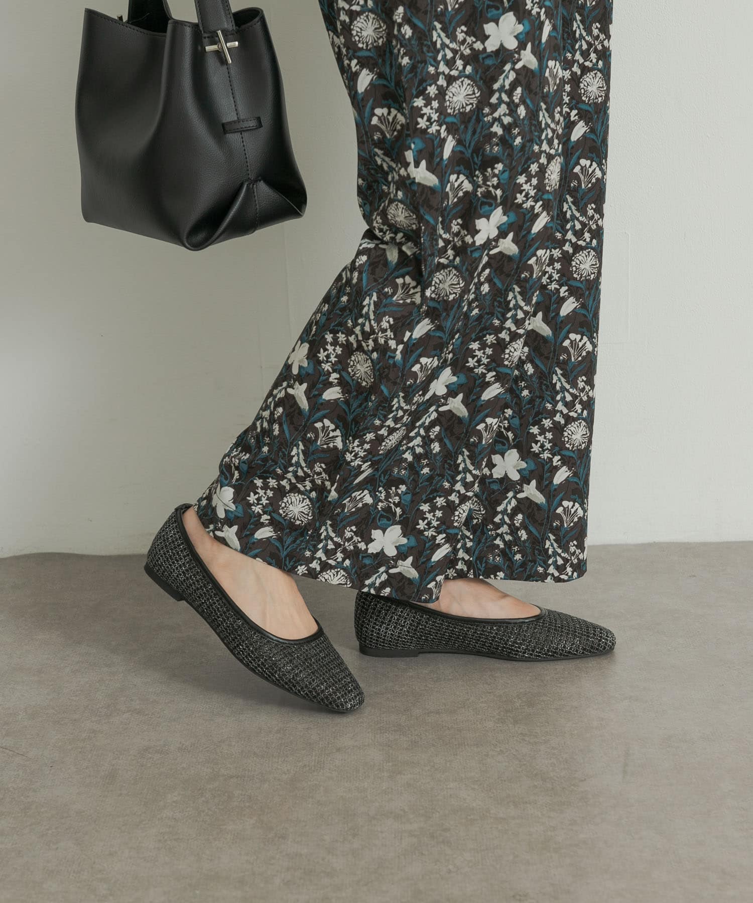 メッシュフラットパンプス BLACK 36