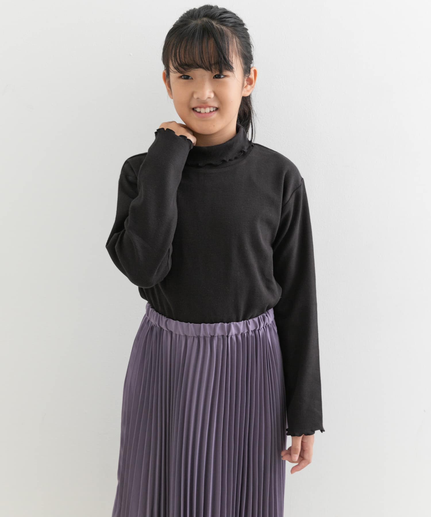 メローフリルリブタートルネックTシャツ(KIDS)