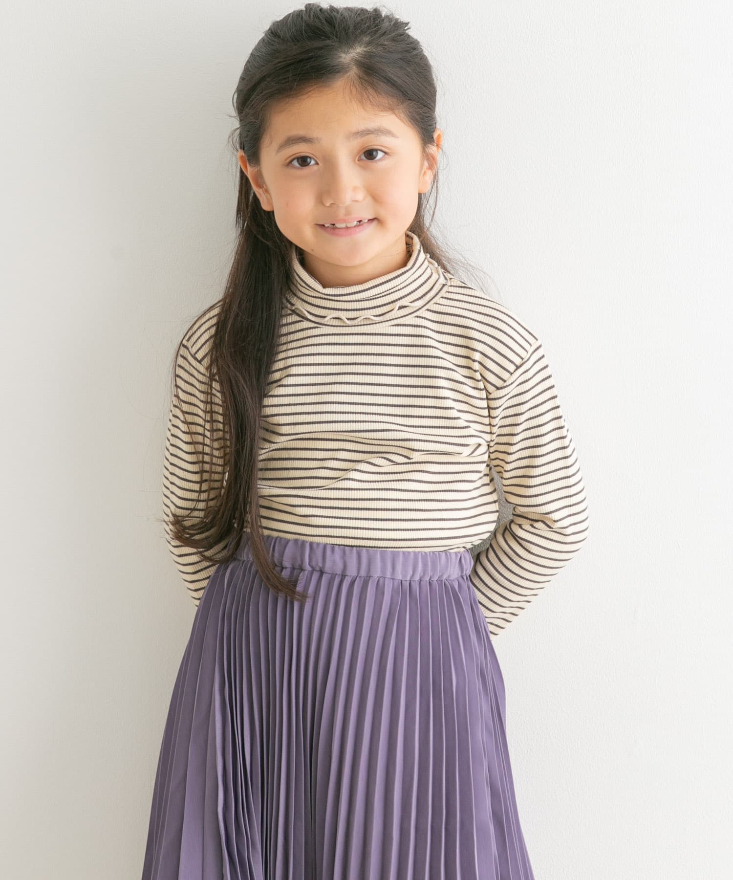 ボーダーフリルリブタートルネック(KIDS)