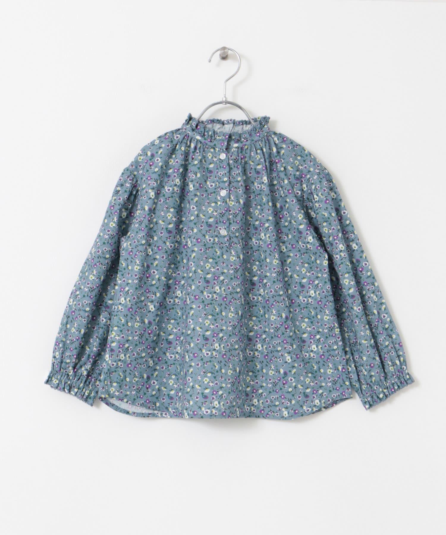 花柄プリントギャザーフリルブラウス(KIDS) BLUE 105