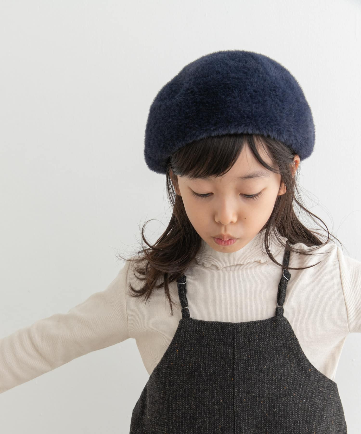 ショートファーベレー帽(KIDS) NAVY one