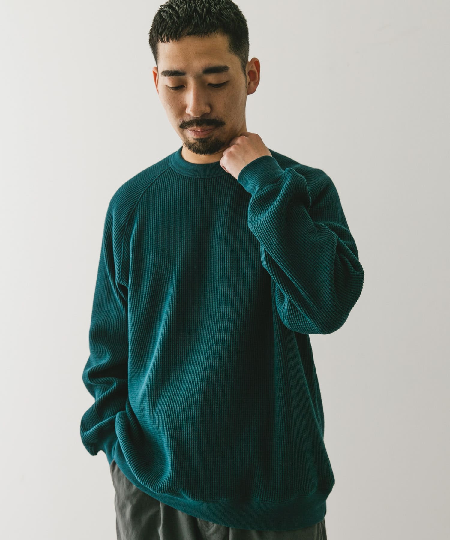 UR TECH』ワッフルロングスリーブTシャツ(M MIX WHITE): トップス