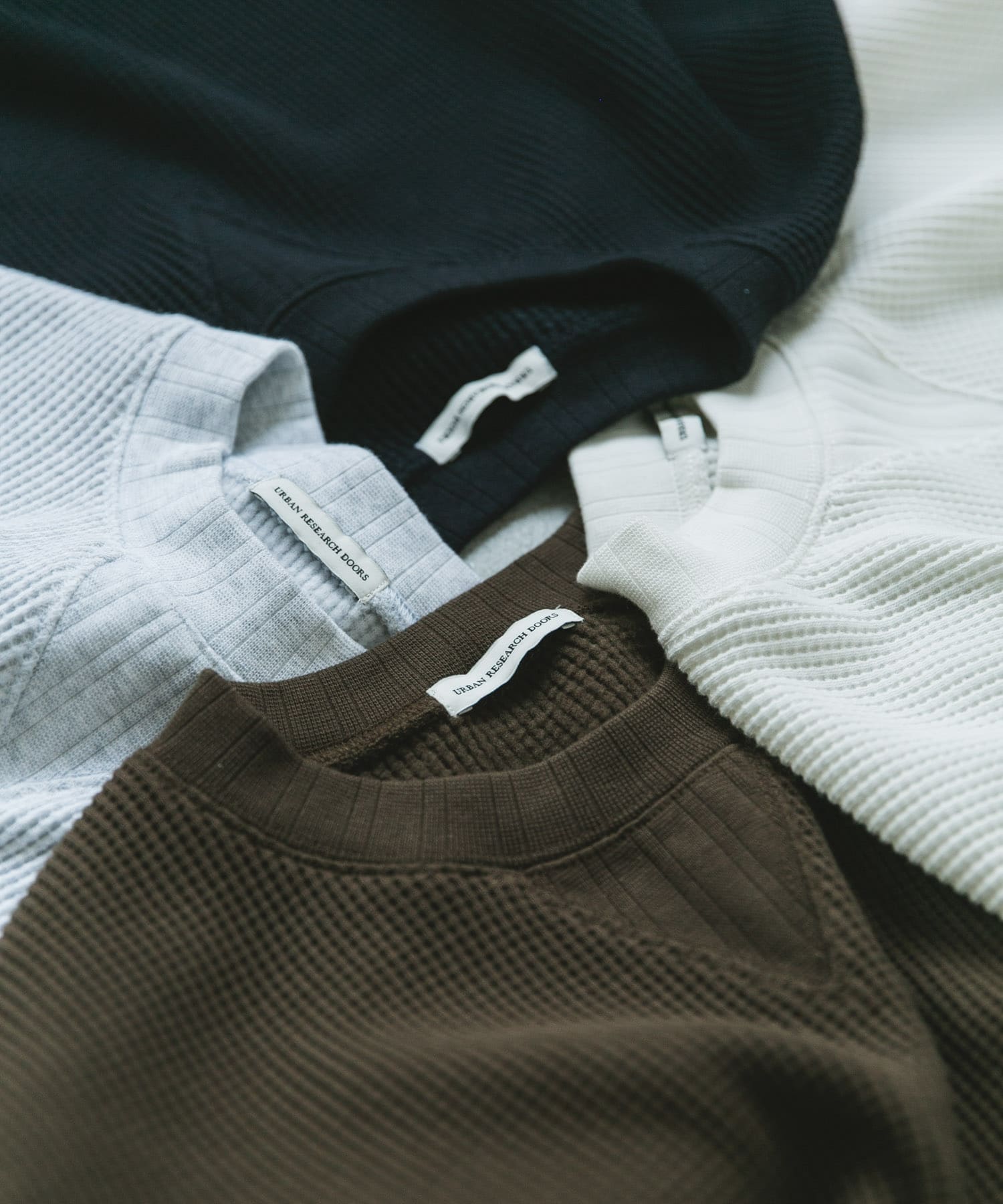 『XLサイズ/WEB限定』『UR TECH』裏起毛ワッフルロングスリーブTシャツ BROWN L