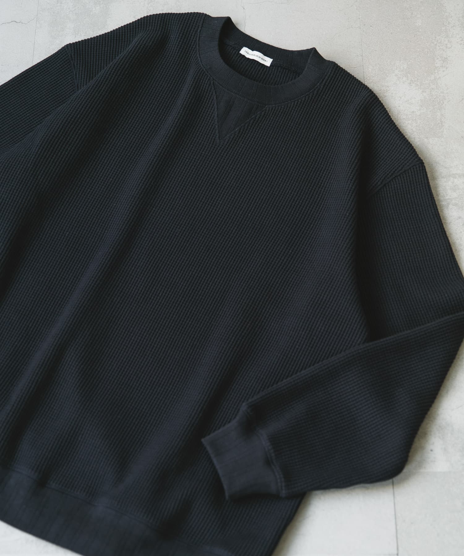 『XLサイズ/WEB限定』『UR TECH』裏起毛ワッフルロングスリーブTシャツ NAVY M