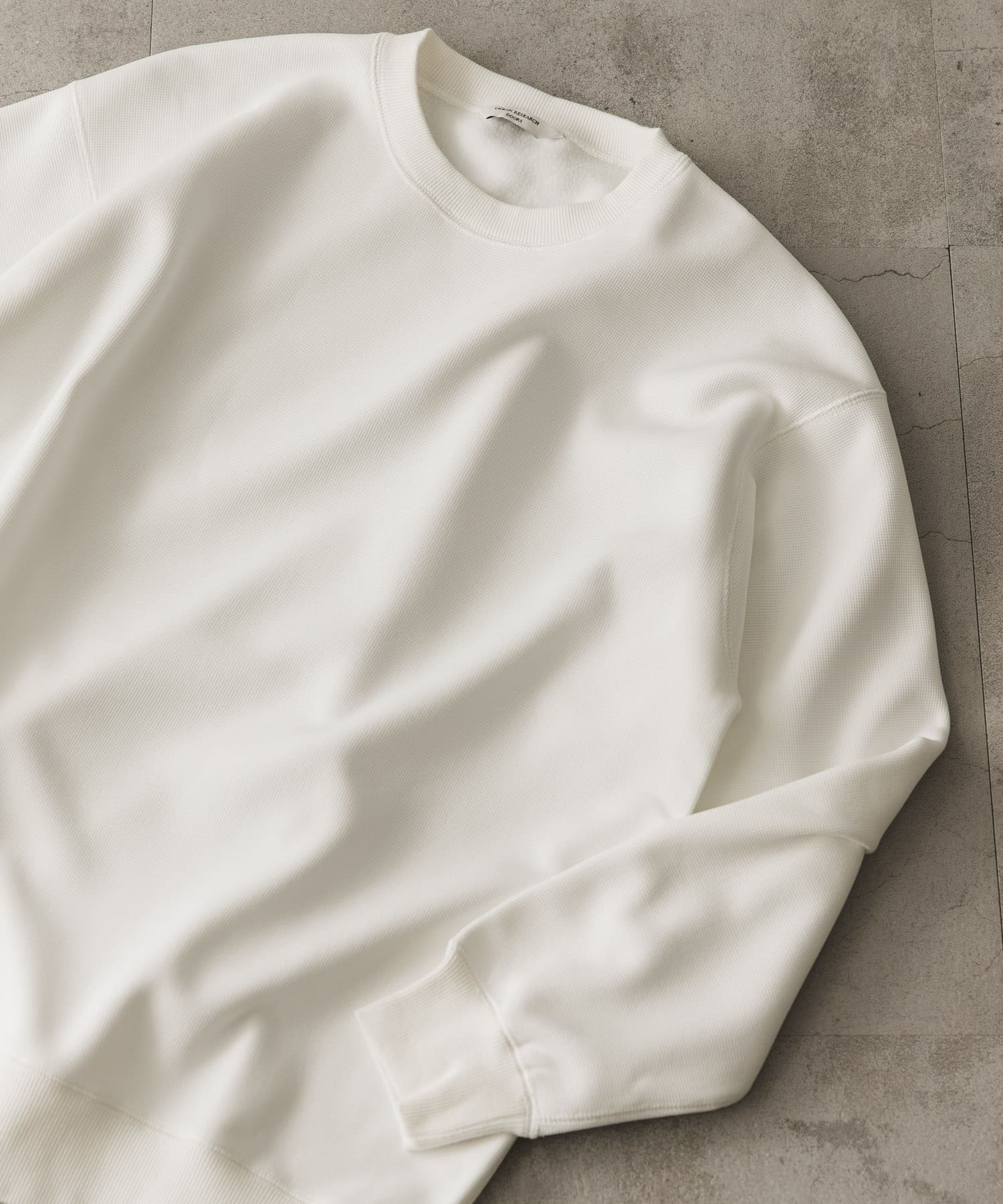 『XLサイズ/WEB限定』ワッフルフリース クルーネック プルオーバー WHITE M