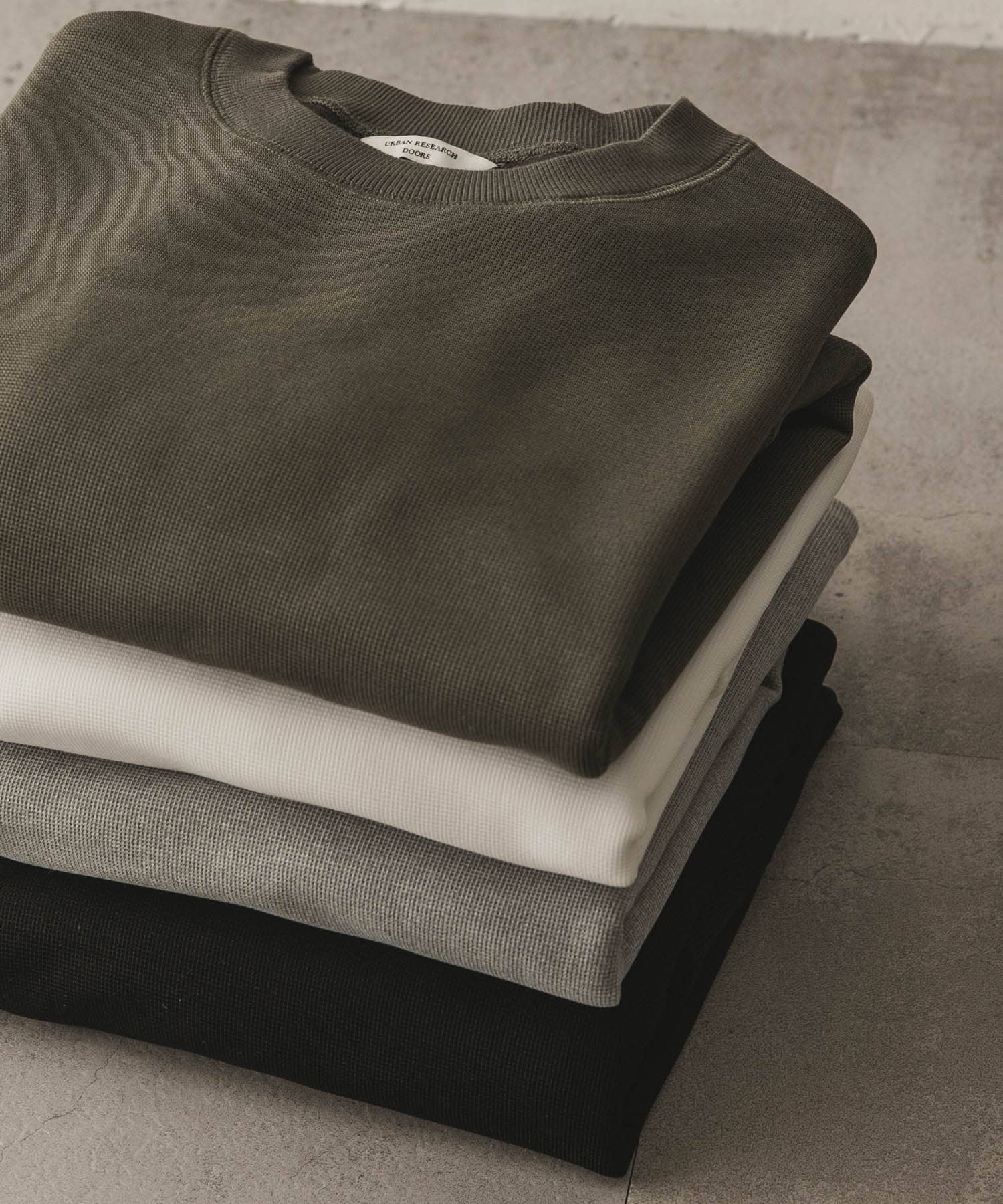 『XLサイズ/WEB限定』ワッフルフリース クルーネック プルオーバー OLIVE M