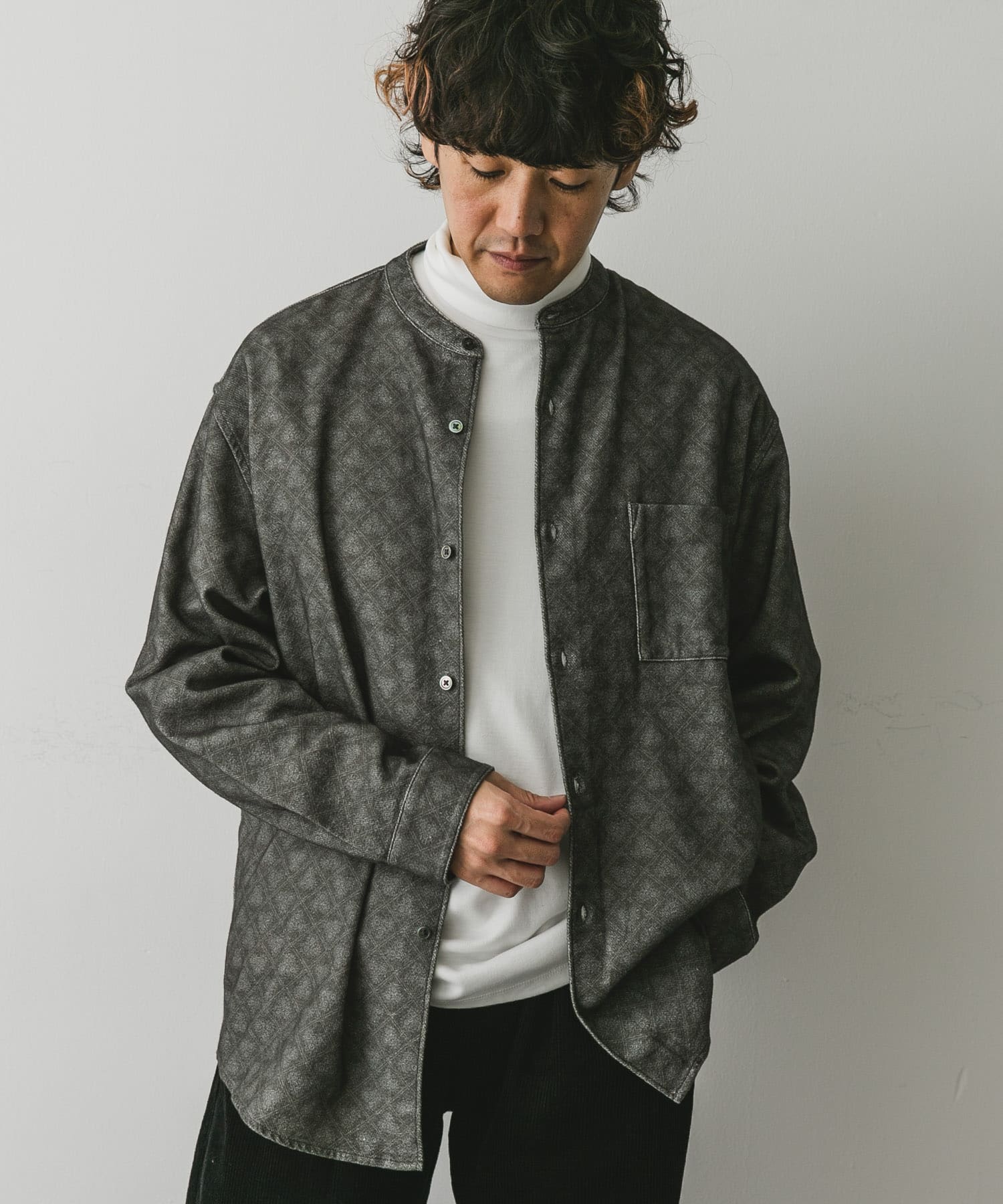 THEREDTHREAD 長袖トップス UR TECH』裏起毛タートルネック ロンTシャツ(M WHITE): トップス