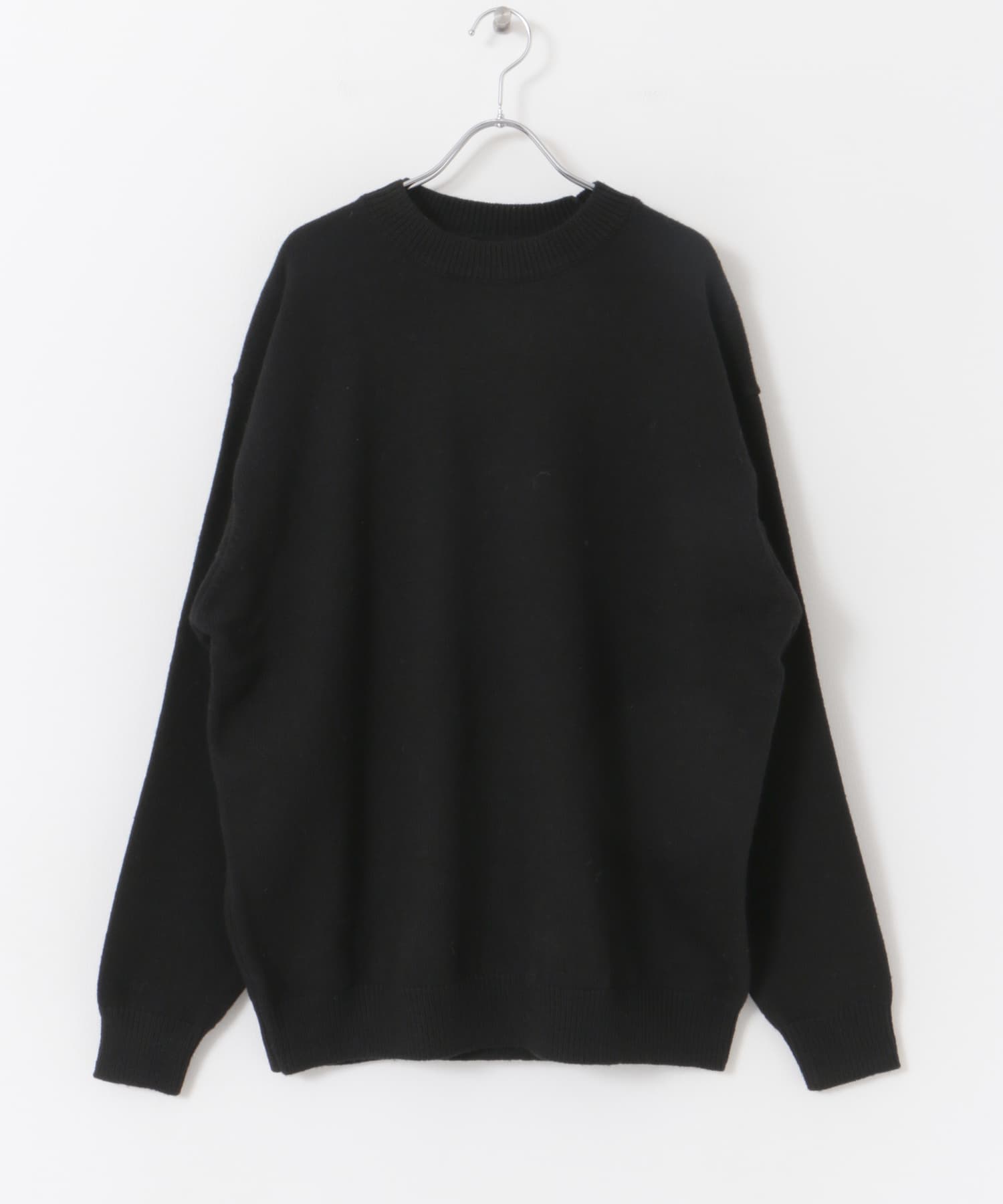 『XLサイズ/WEB限定』チュニジアウール クルーネック ニット BLACK M