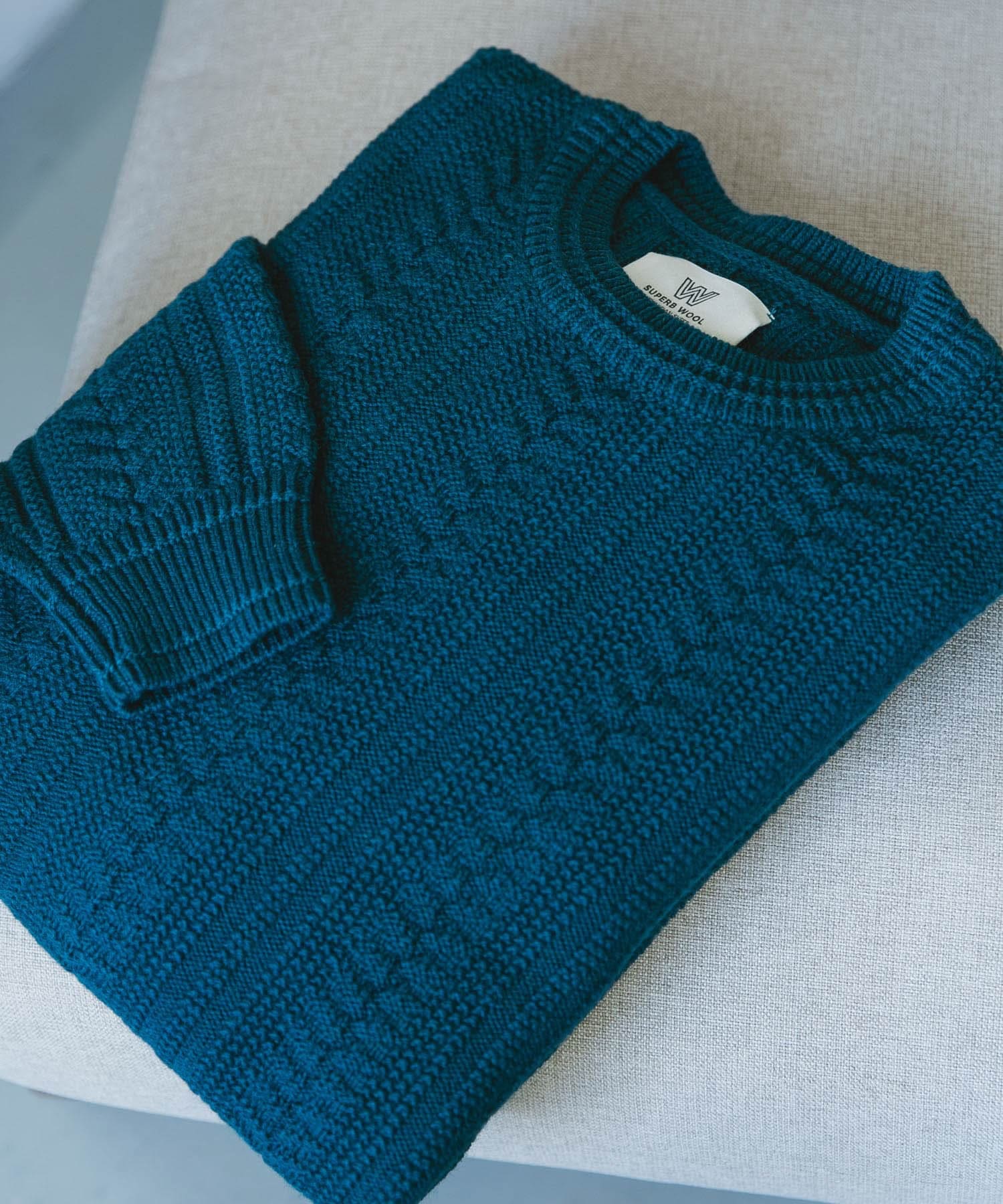 チュニジアウール ケーブル ニット GREEN L