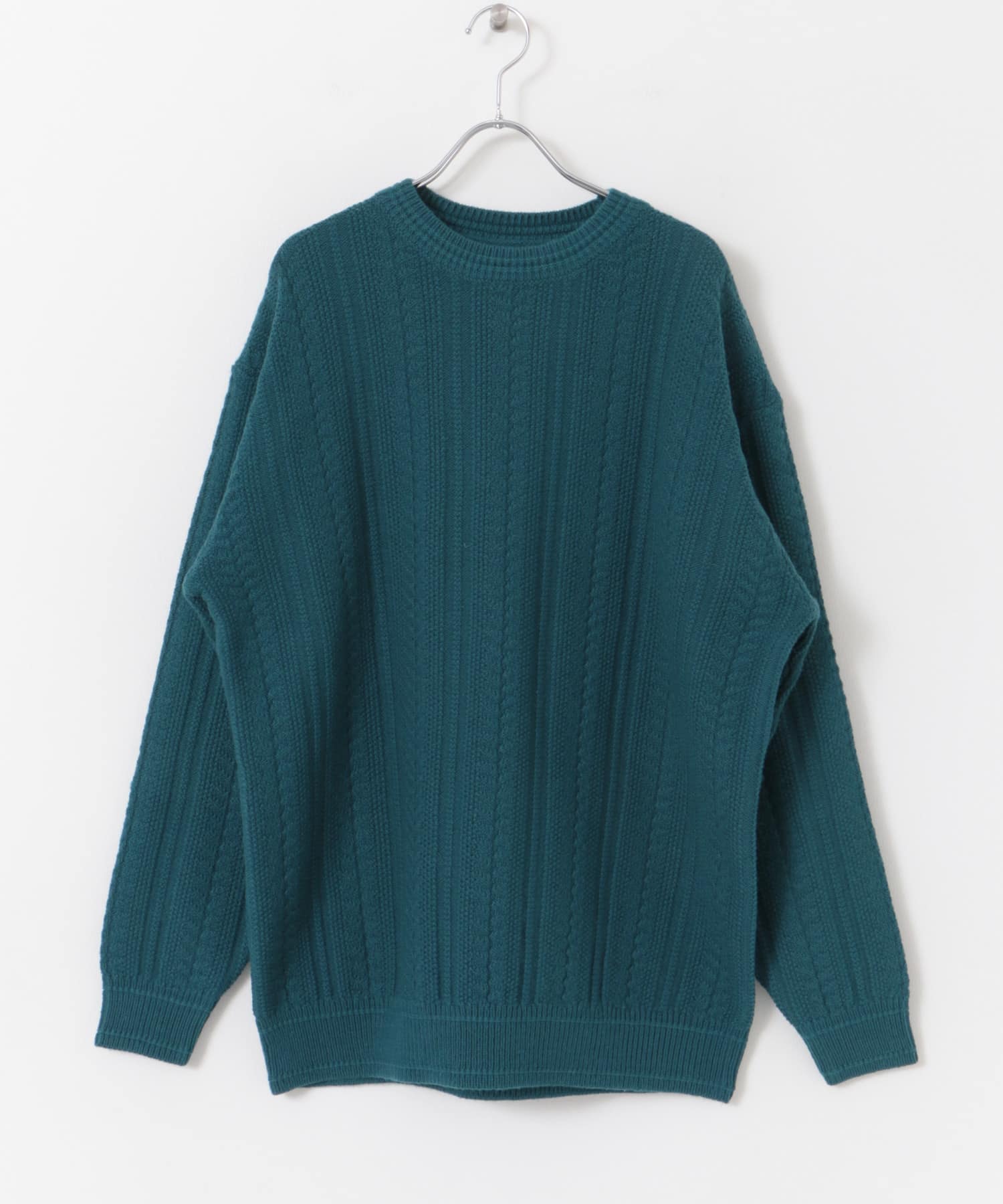 チュニジアウール ケーブル ニット GREEN M