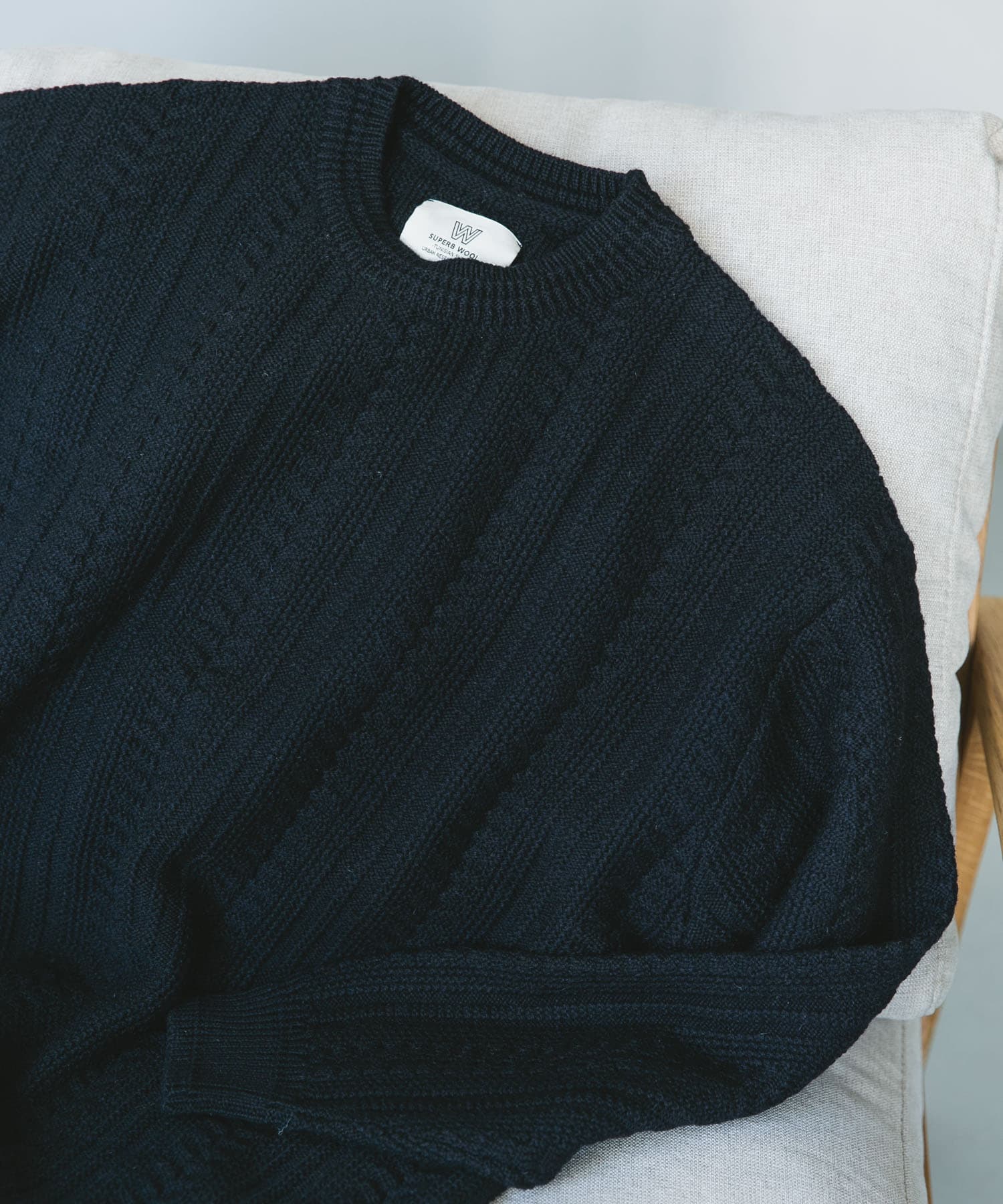 チュニジアウール ケーブル ニット D.NAVY M
