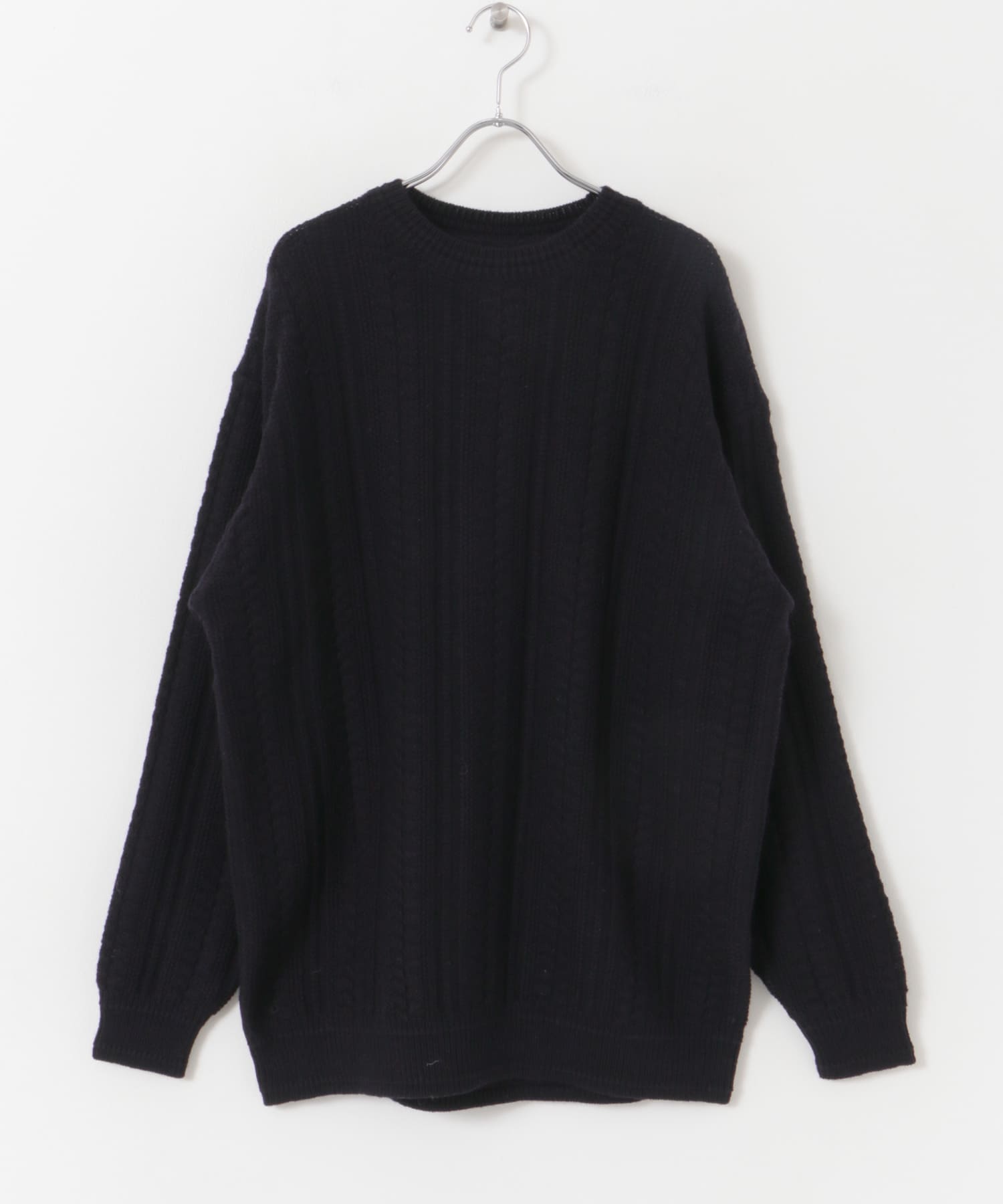 チュニジアウール ケーブル ニット D.NAVY M