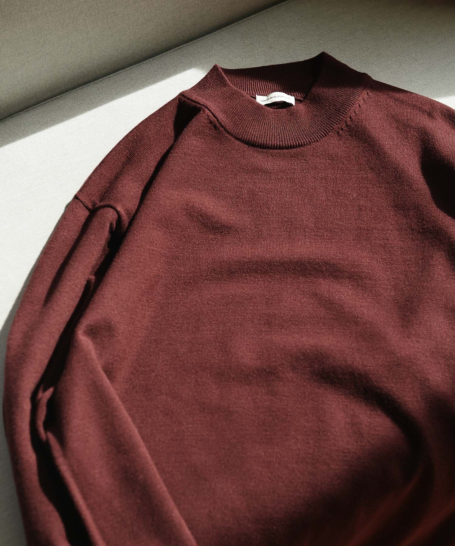 『UR TECH 200日ニット』モックネックプルオーバー WINE XL