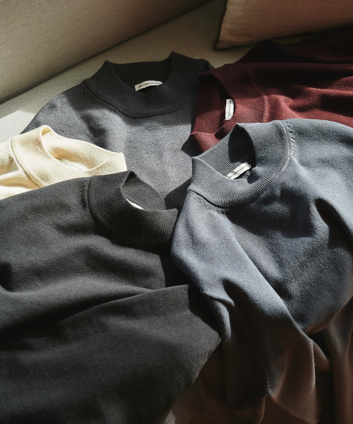 『UR TECH 200日ニット』モックネックプルオーバー BLACK XL