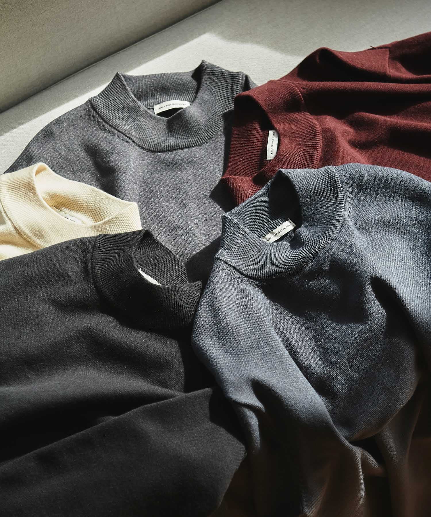 『UR TECH 200日ニット』モックネックプルオーバー BLACK XL