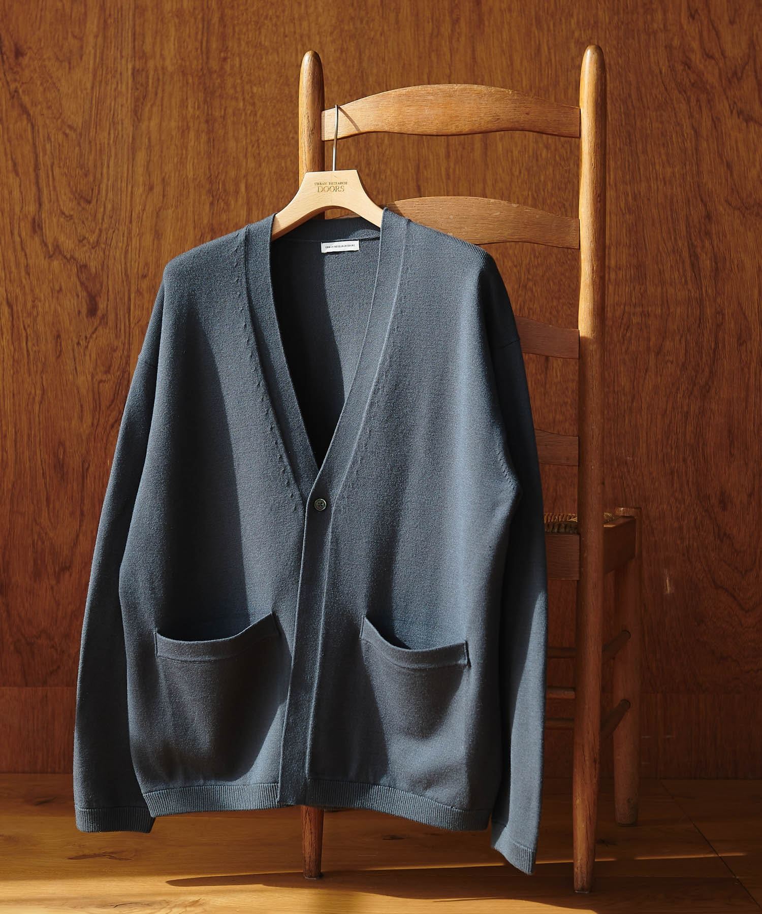 『UR TECH 200日ニット』1ツ釦カーディガン C.NAVY L