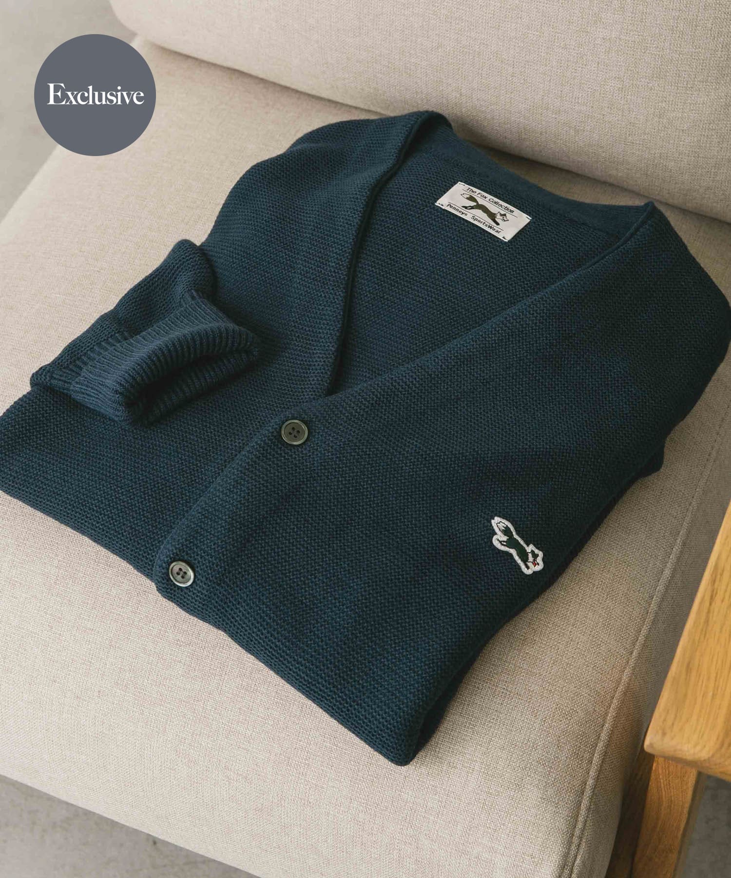 『XLサイズ/WEB限定』『別注』PENNEYS×DOORS　THE FOX Vネックカーディガン BLUE GREEN M