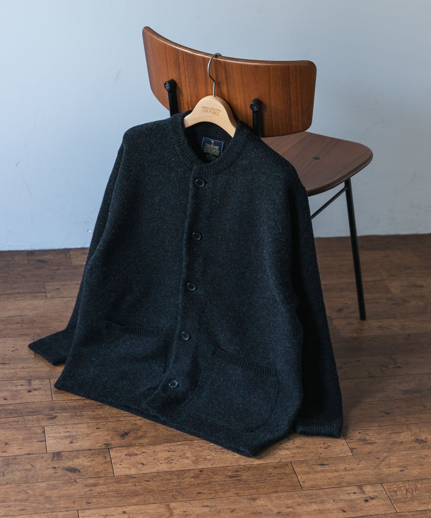 『XLサイズ/WEB限定』ハミルトンウールガーターカーディガン CHARCOAL M
