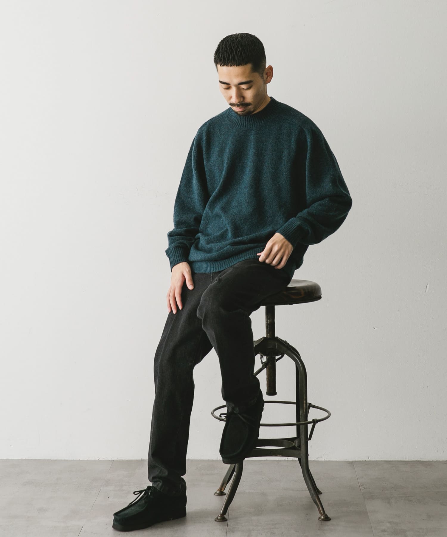 ウール混もちもちハイネックニット(M MID GRAY): トップス