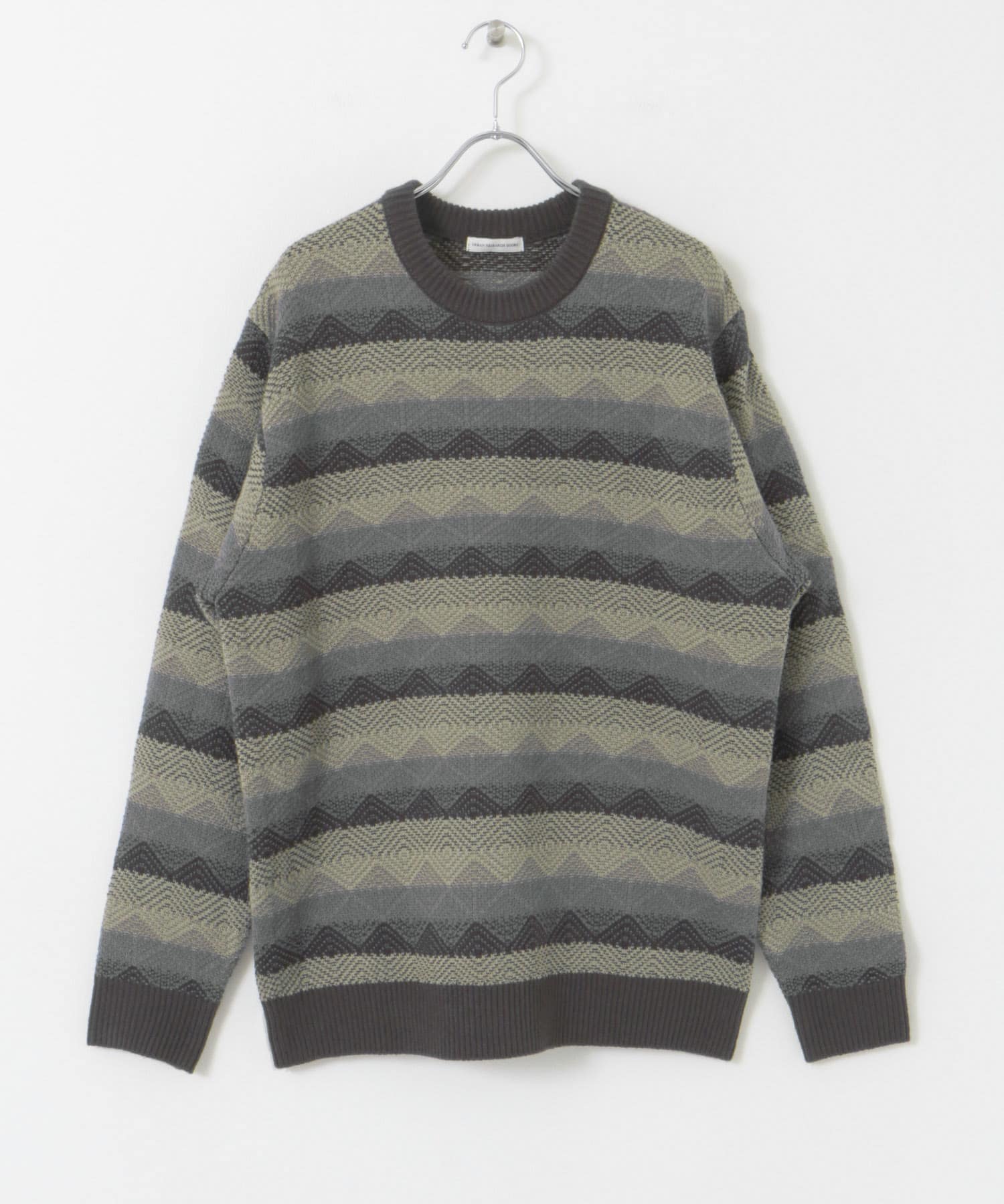 ボーダージャガードニット CHARCOAL M