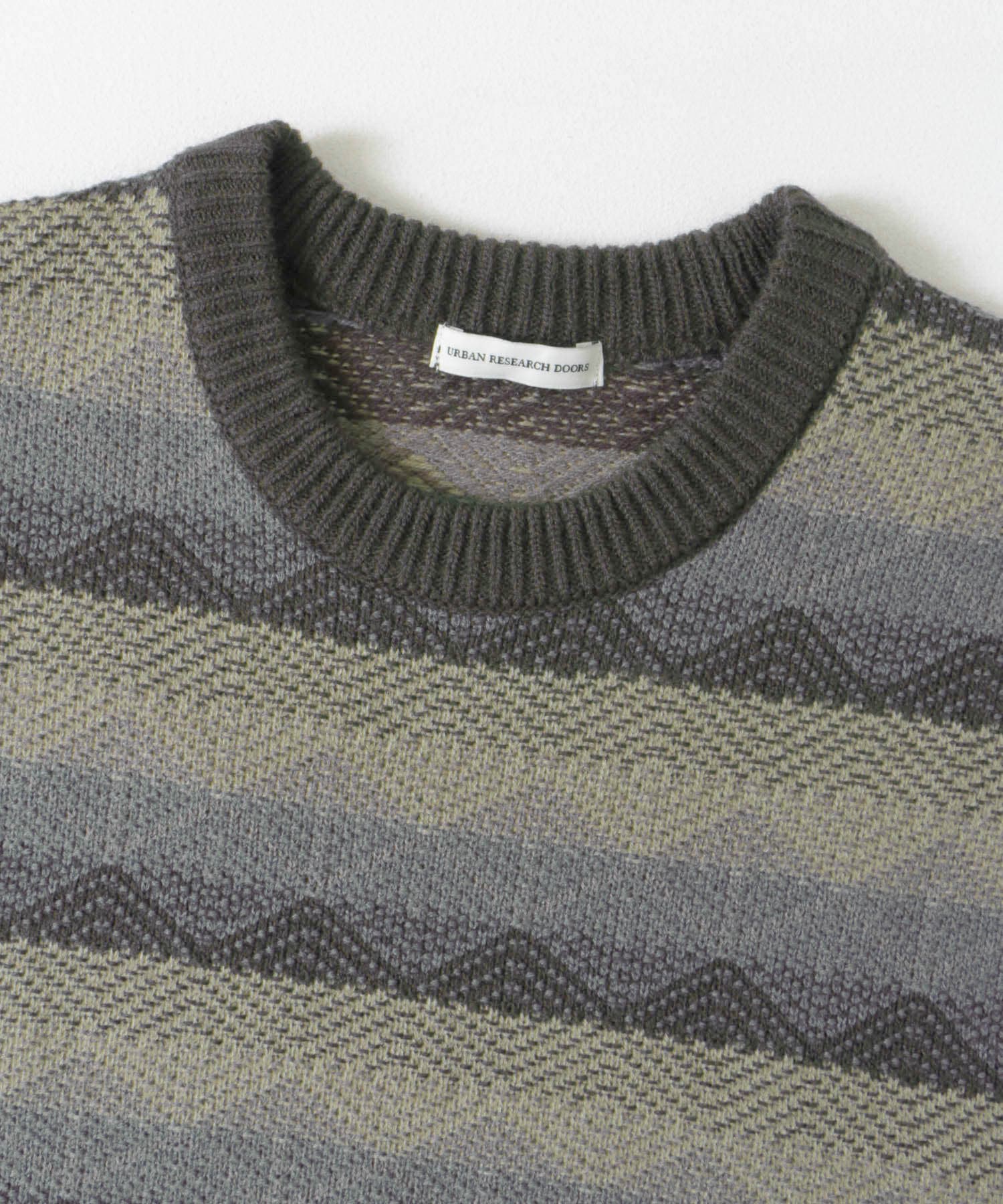 ボーダージャガードニット CHARCOAL M