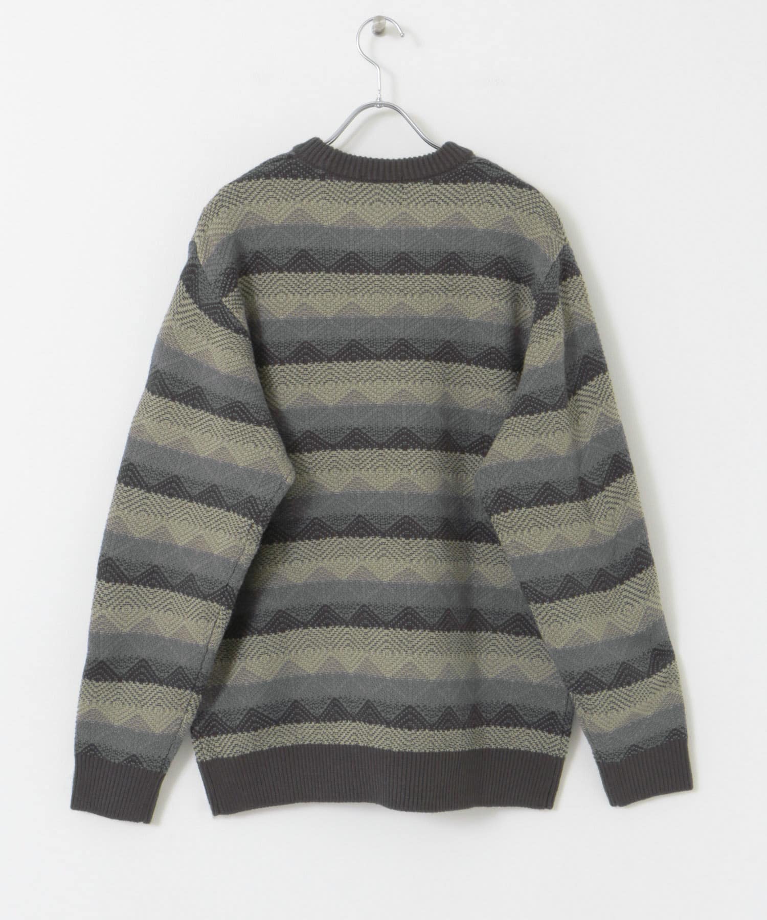 ボーダージャガードニット CHARCOAL M