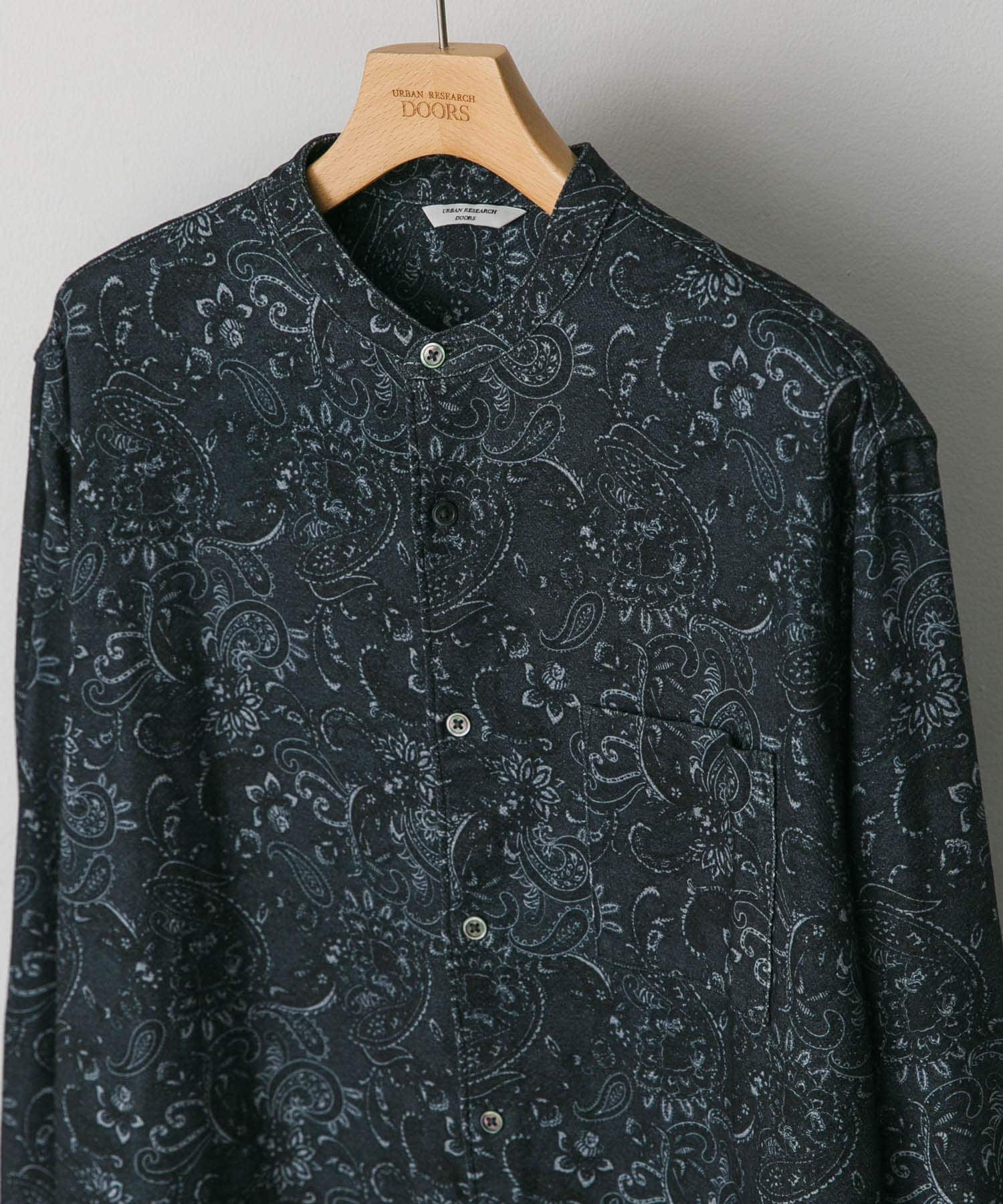 『XLサイズ/WEB限定』ヘビーネルバンドカラーシャツ PAISLEY M