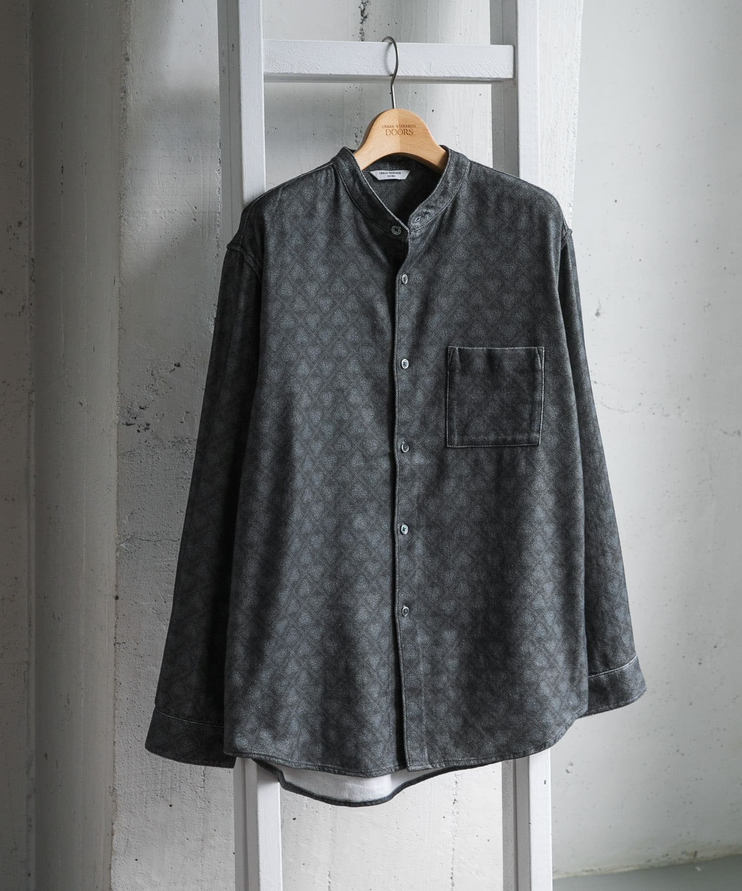 『XLサイズ/WEB限定』ヘビーネルバンドカラーシャツ GEOMETRIC M