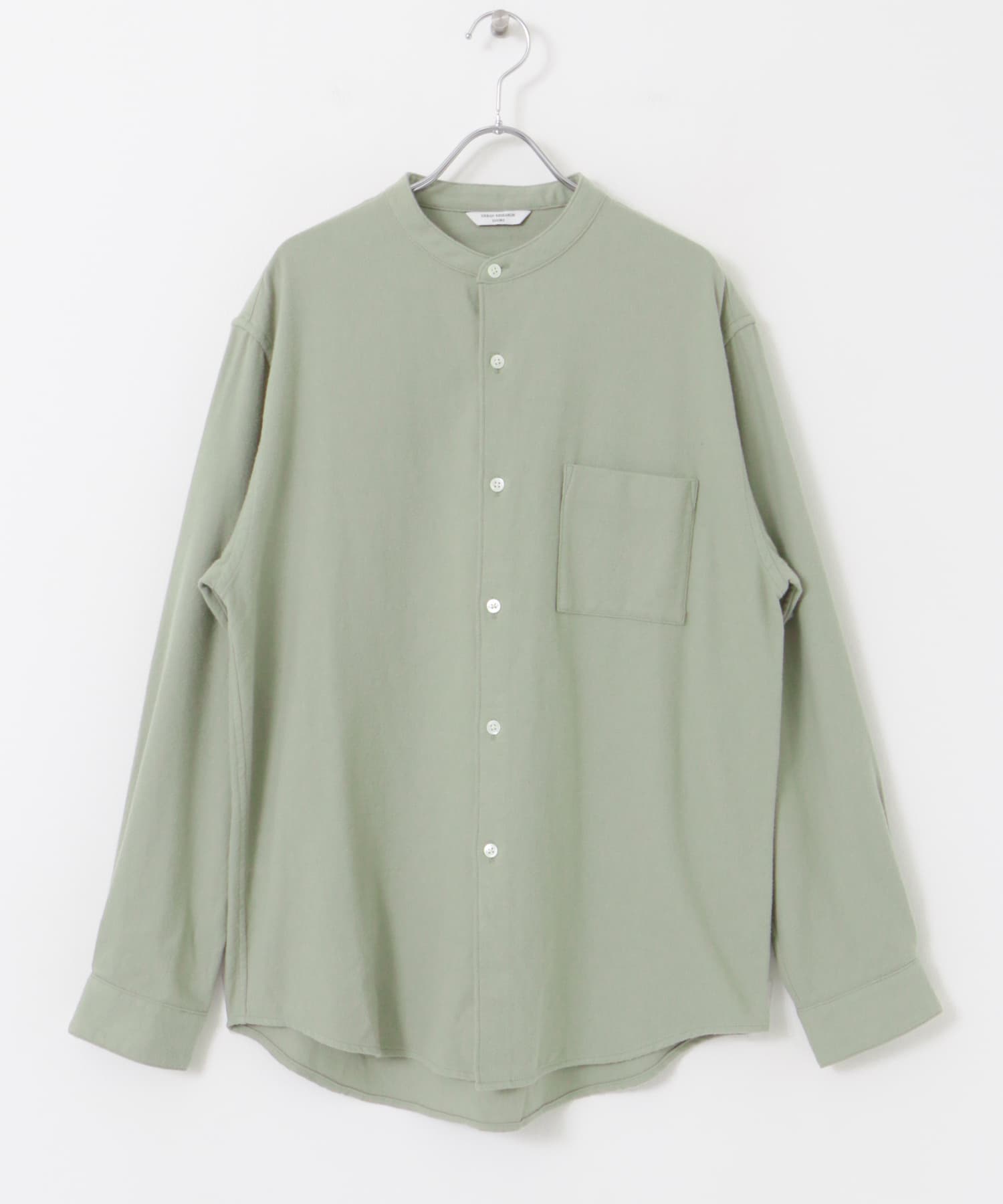 『XLサイズ/WEB限定』ヘビーネルバンドカラーシャツ SAGE M