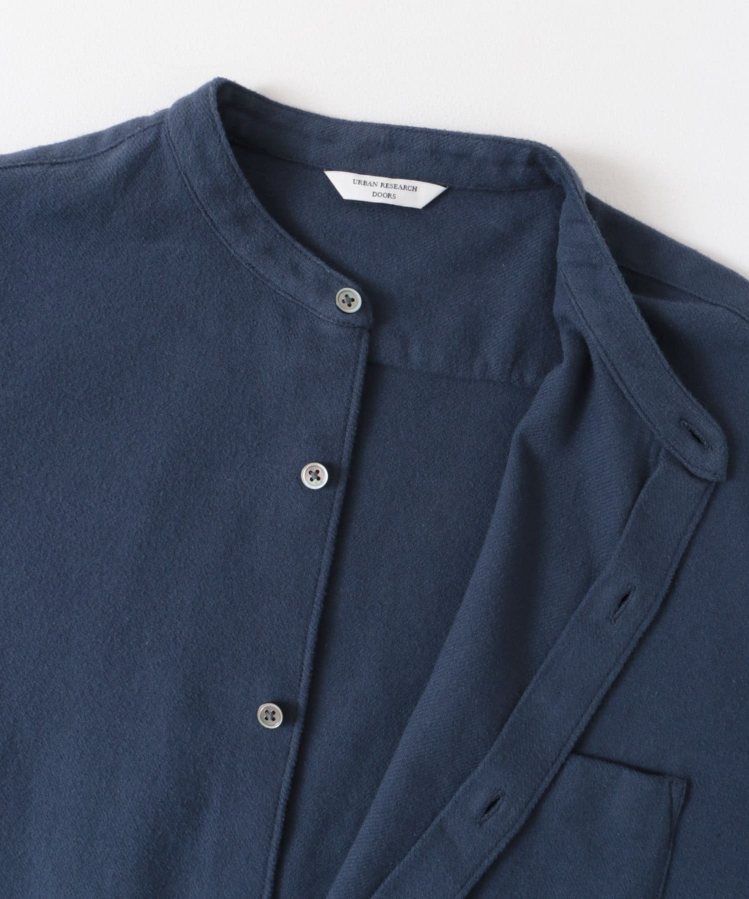 『XLサイズ/WEB限定』ヘビーネルバンドカラーシャツ INDIGO M