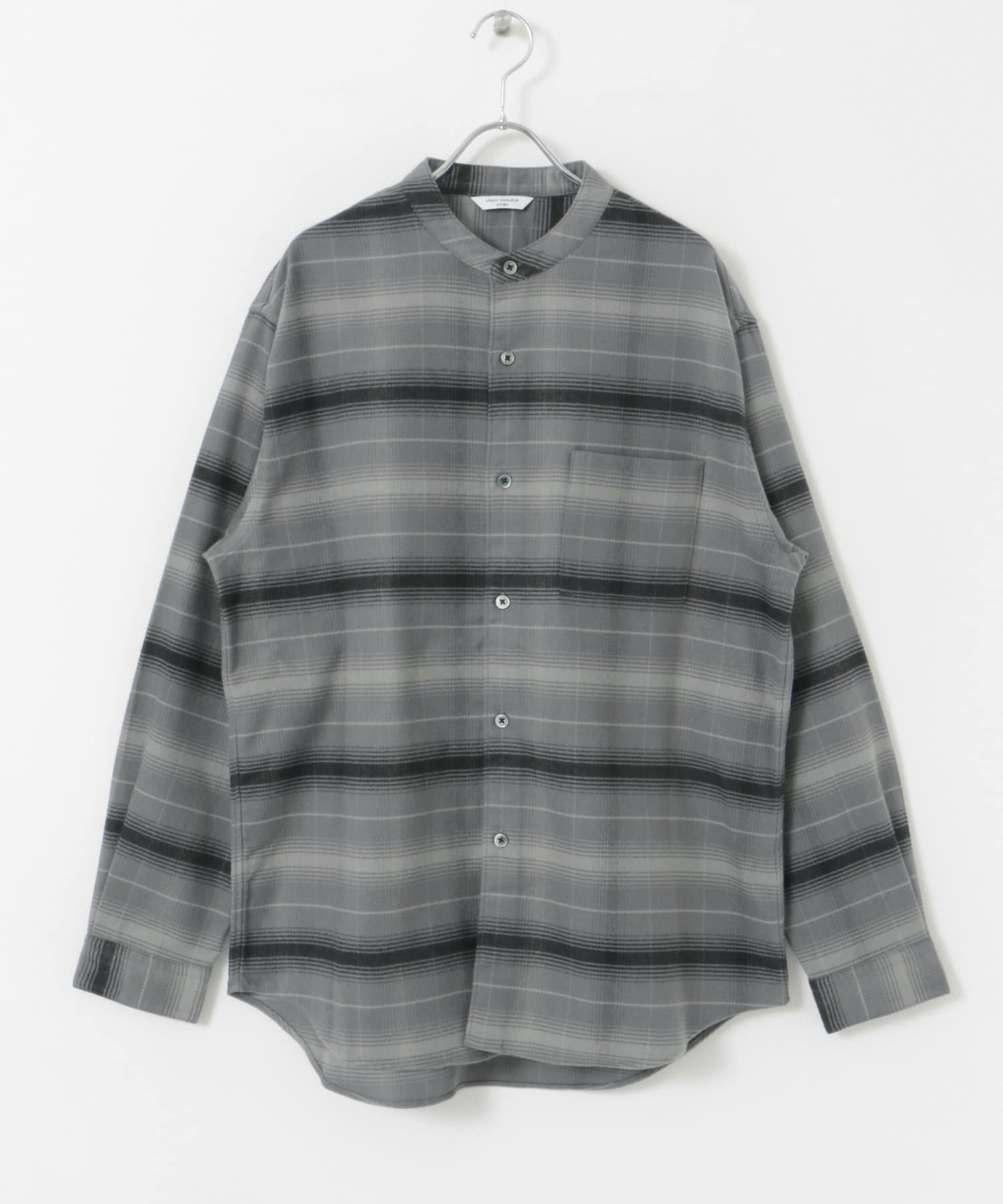 両面起毛ネルバンドカラーシャツ CHECK M