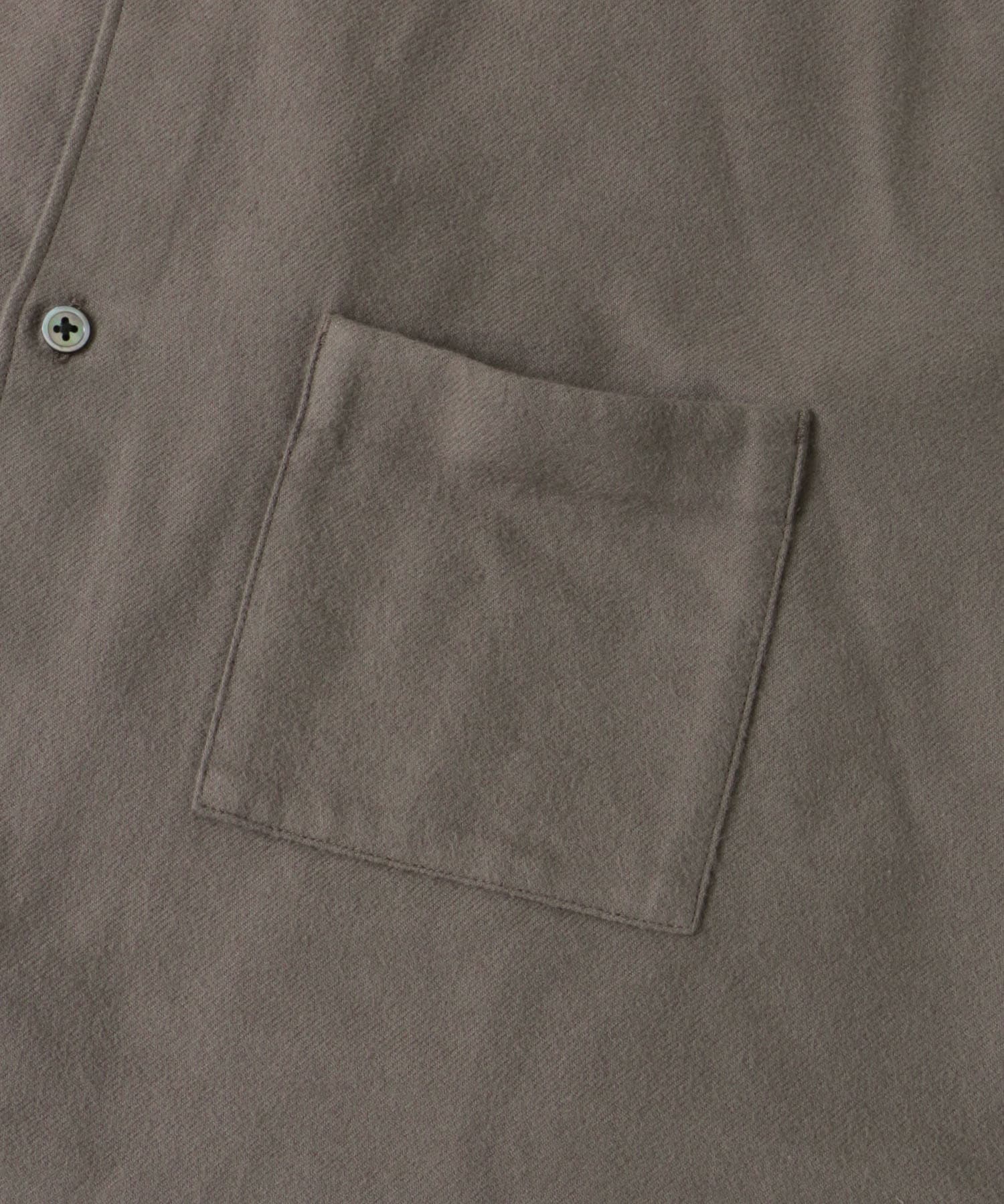 両面起毛ネルバンドカラーシャツ TAUPE M