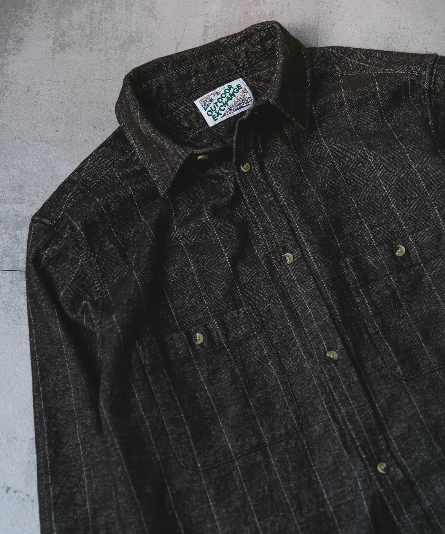 OUTDOOR EXCHANGE起毛ネルシャツ BROWN M