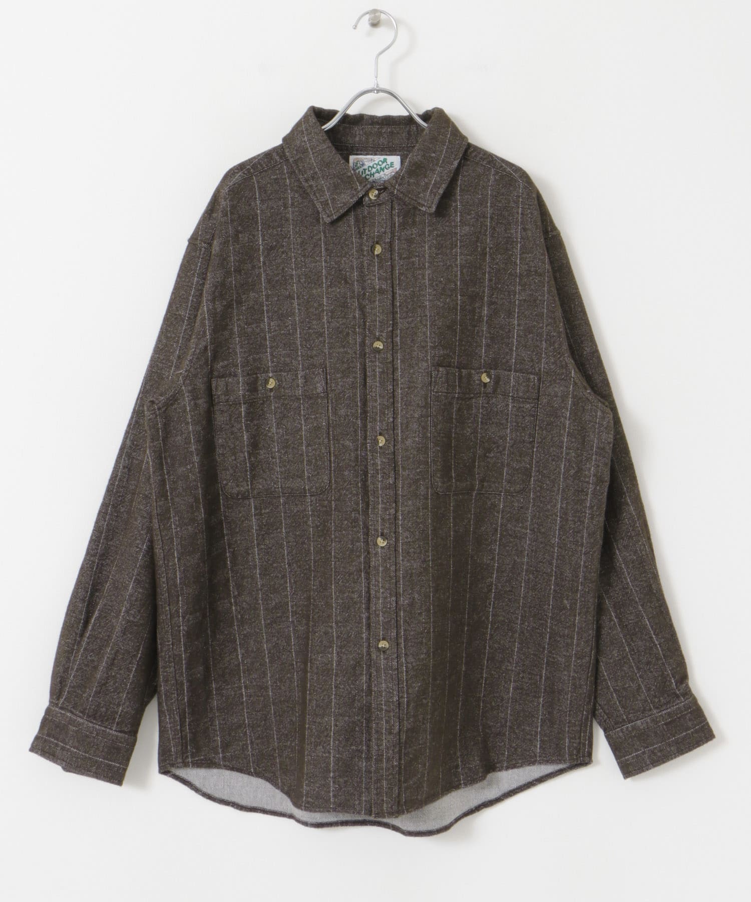 OUTDOOR EXCHANGE起毛ネルシャツ BROWN M
