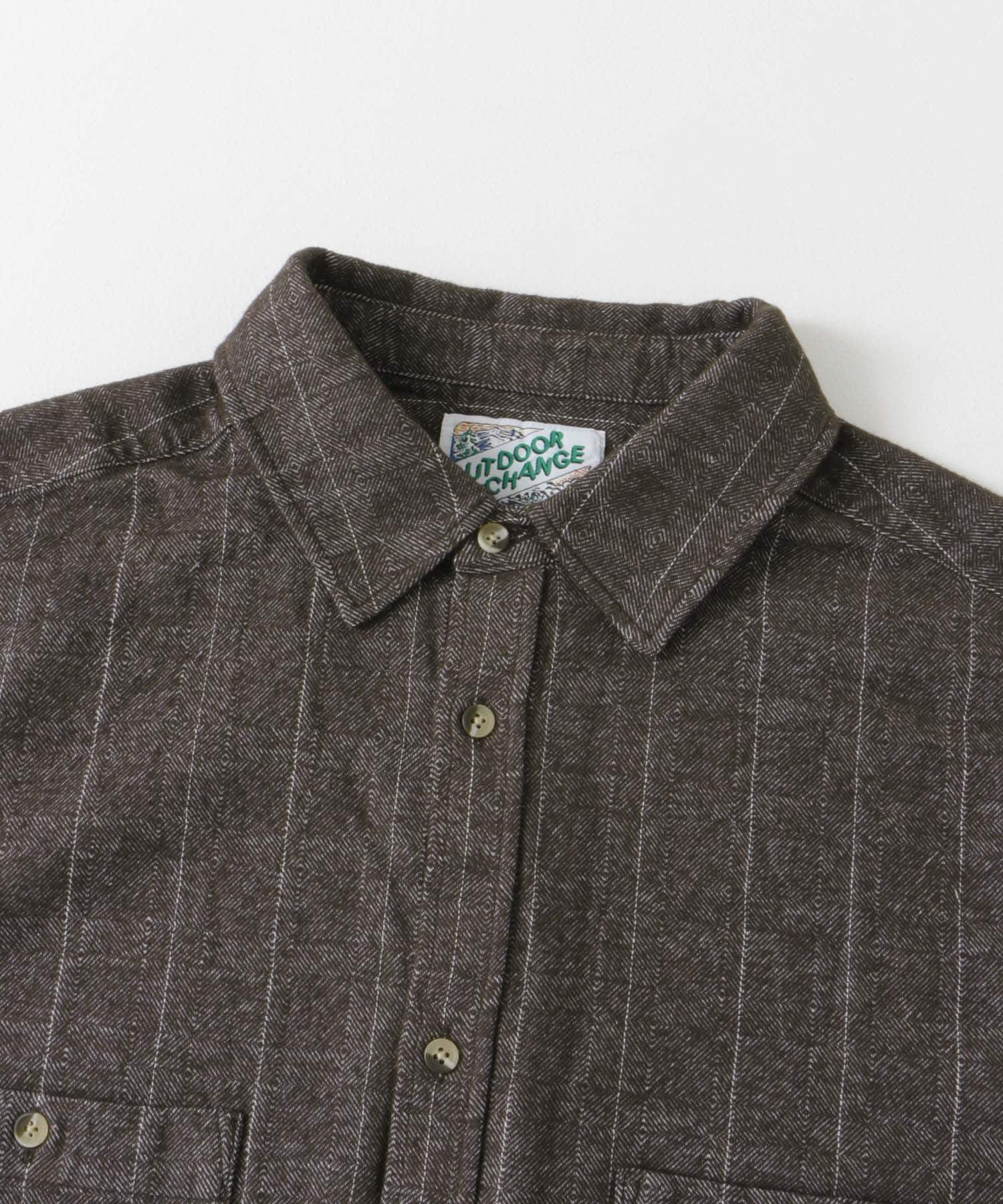 OUTDOOR EXCHANGE起毛ネルシャツ BROWN M