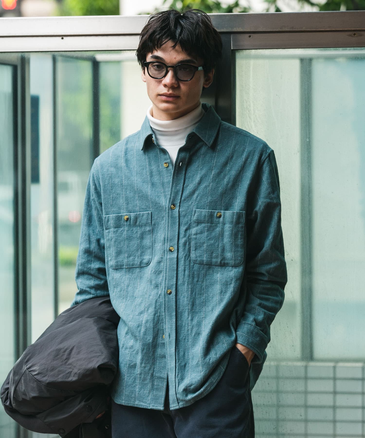 OUTDOOR EXCHANGE起毛ネルシャツ(M GRAYGREEN): トップス｜URBAN