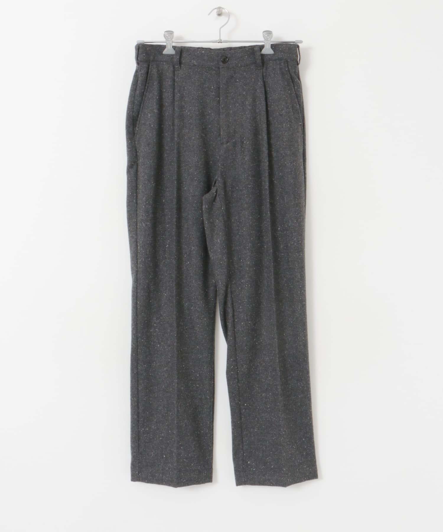 ウールブレンドネップワンタックパンツ CHARCOAL M