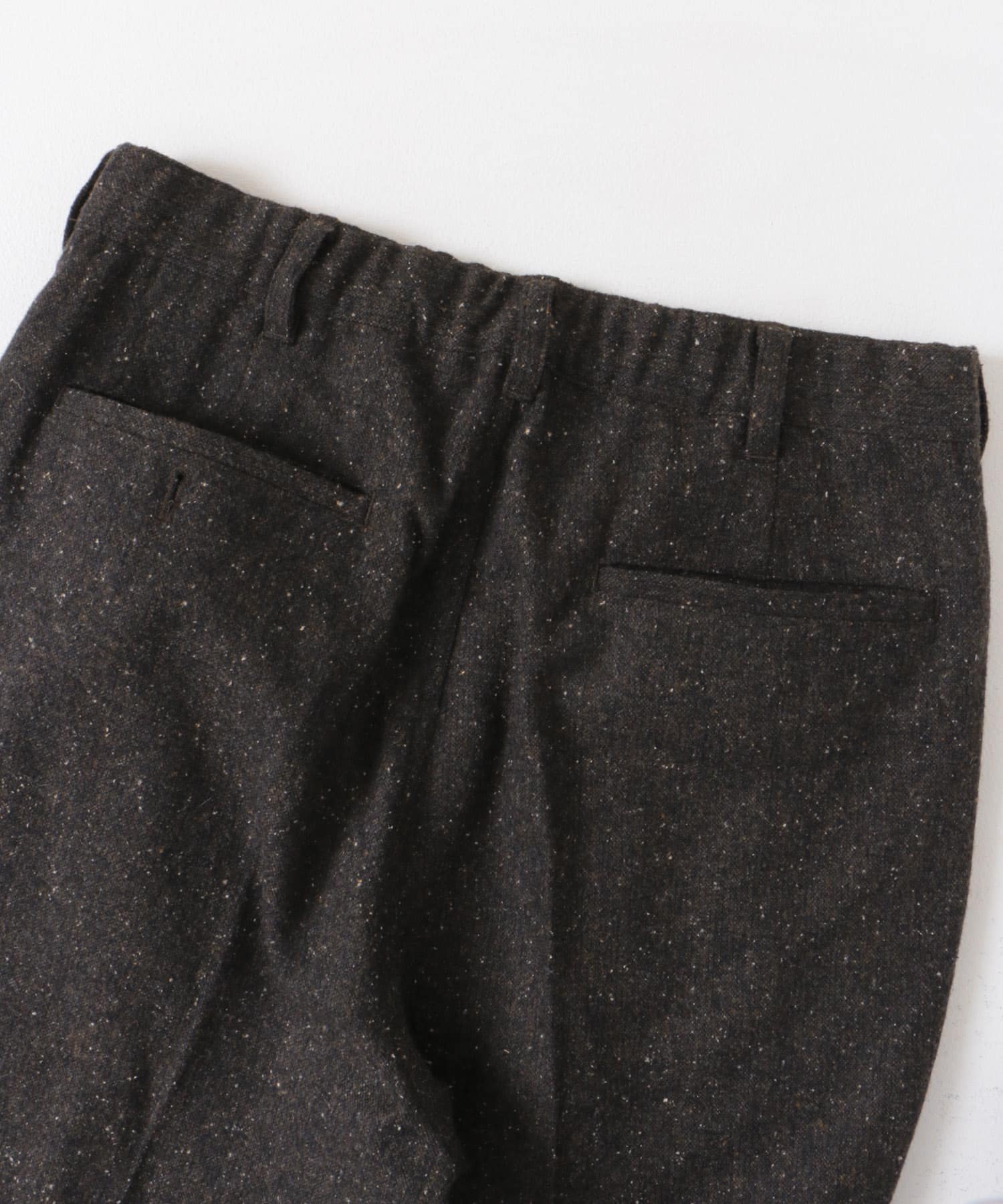 ウールブレンドネップワンタックパンツ BROWN M