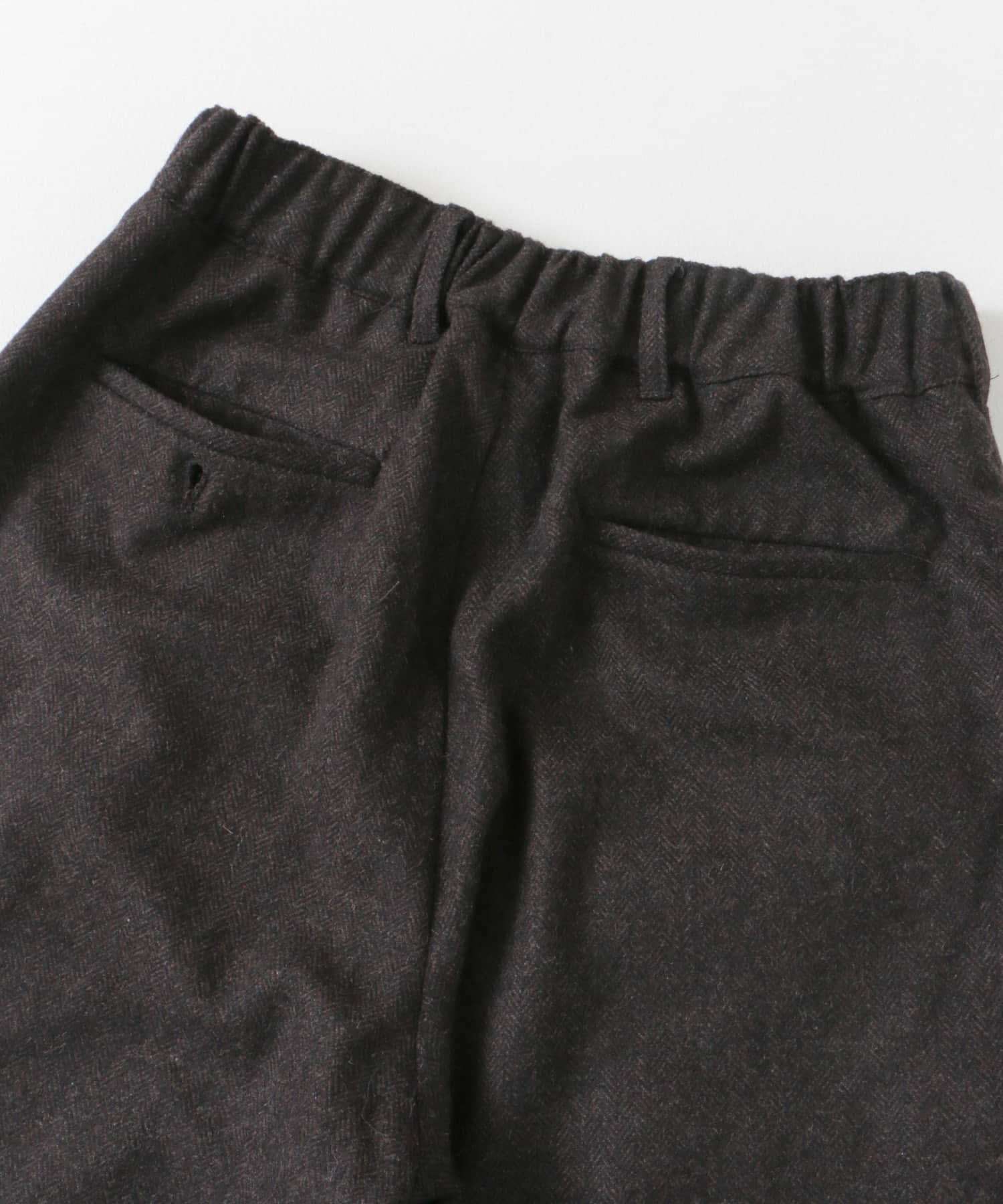 ウールブレンドヘリンボーンタックパンツ BROWN M