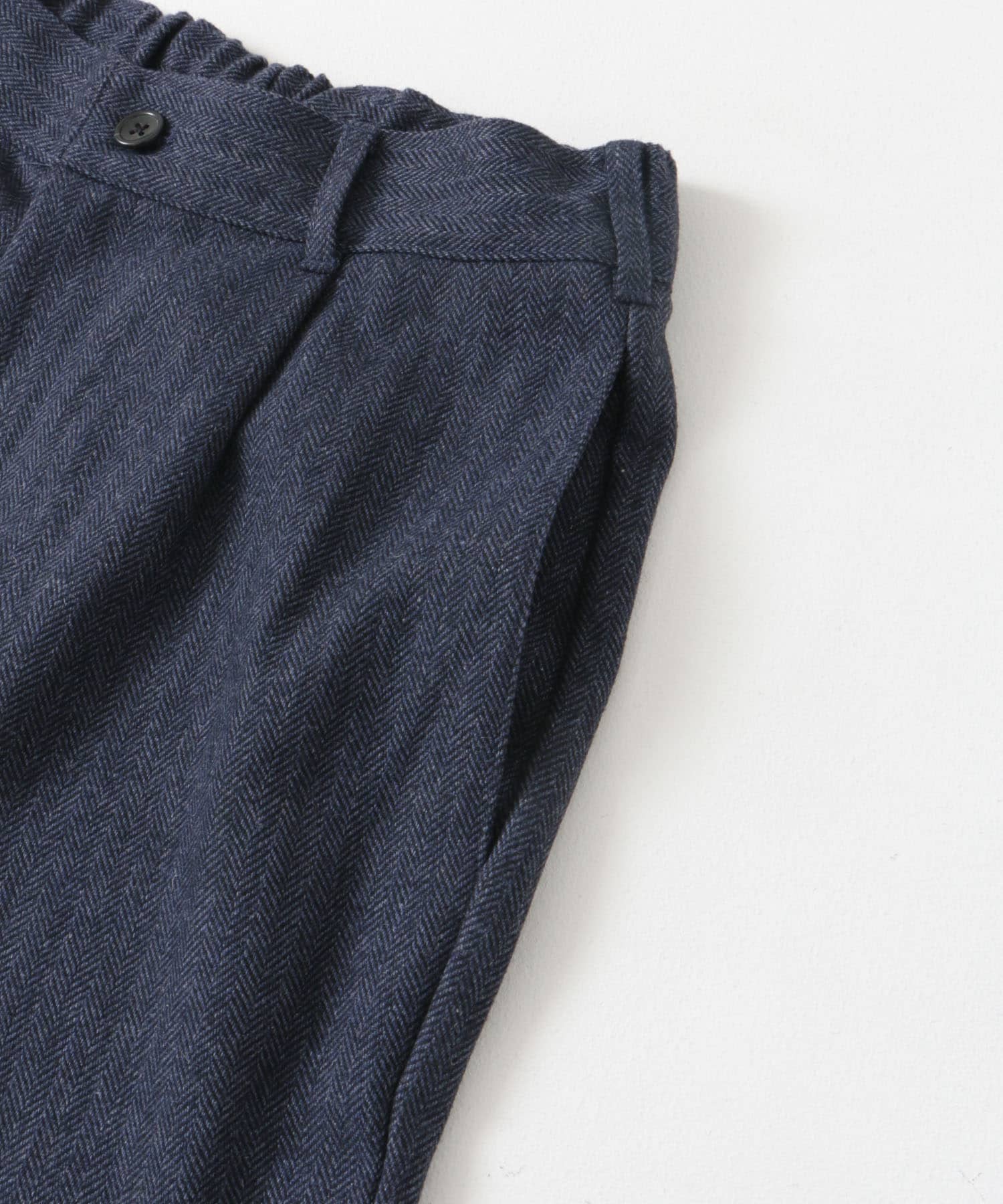 ウールブレンドヘリンボーンタックパンツ BLUE M